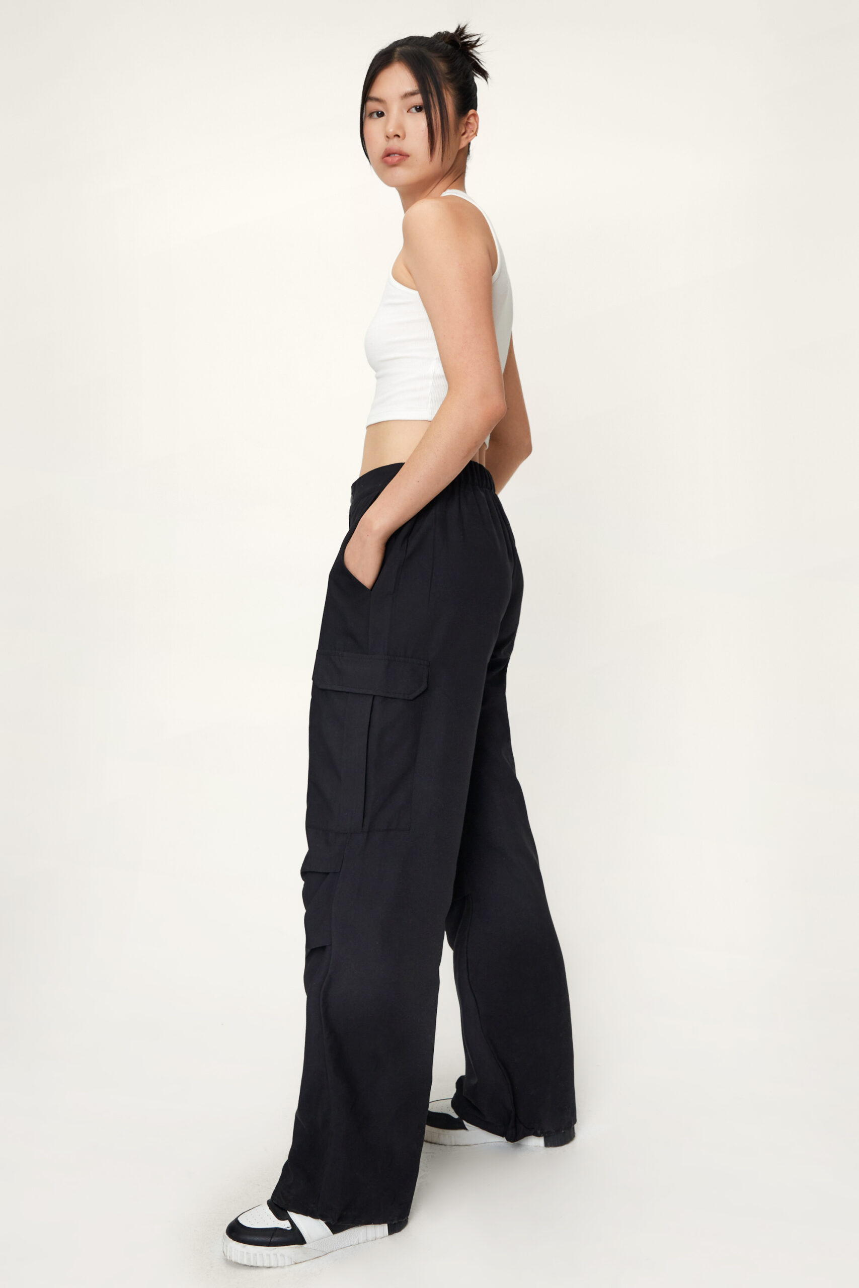 Cuffed Low Rise Cargo Pants