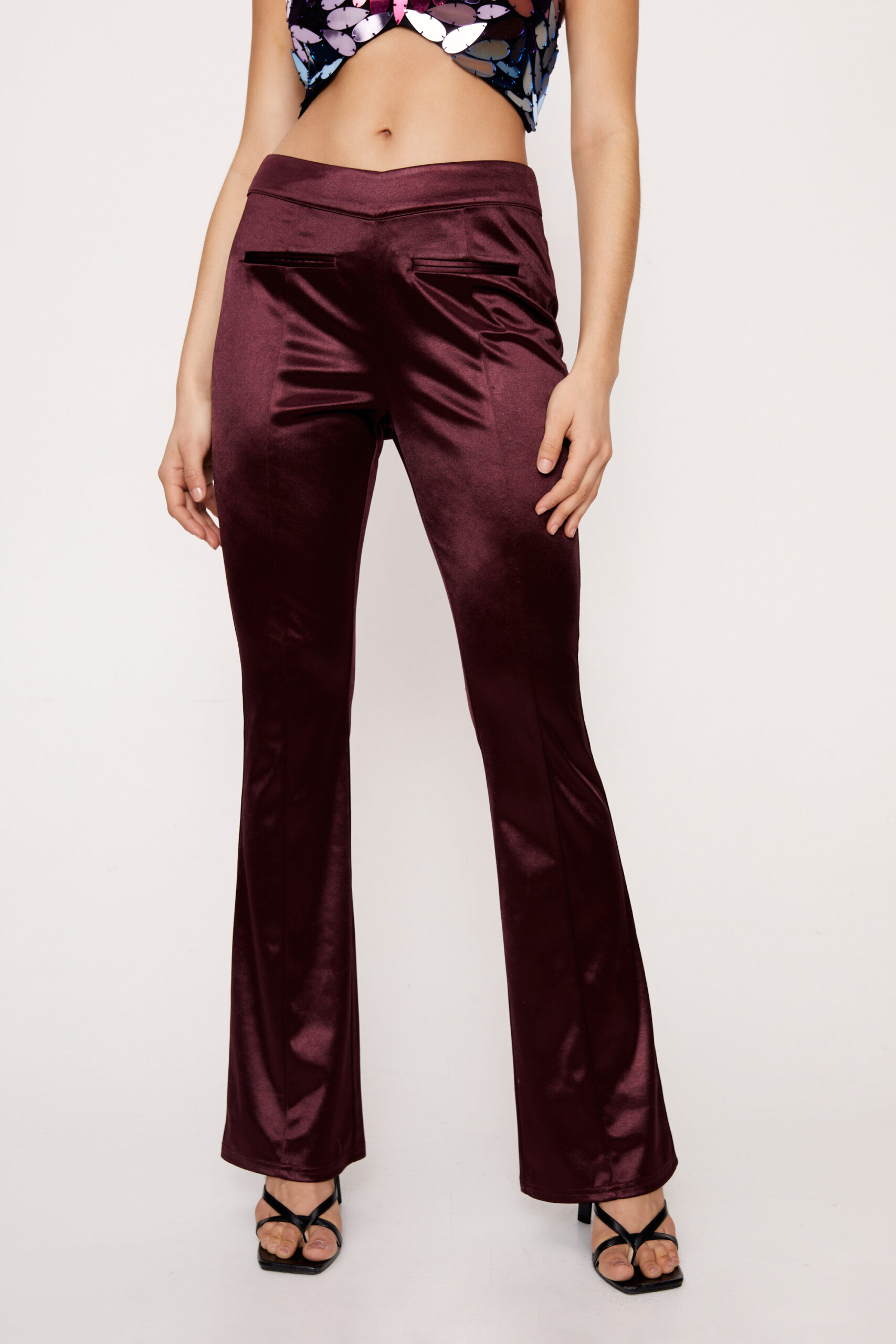 V Shaped Waist Flared Disco Pants