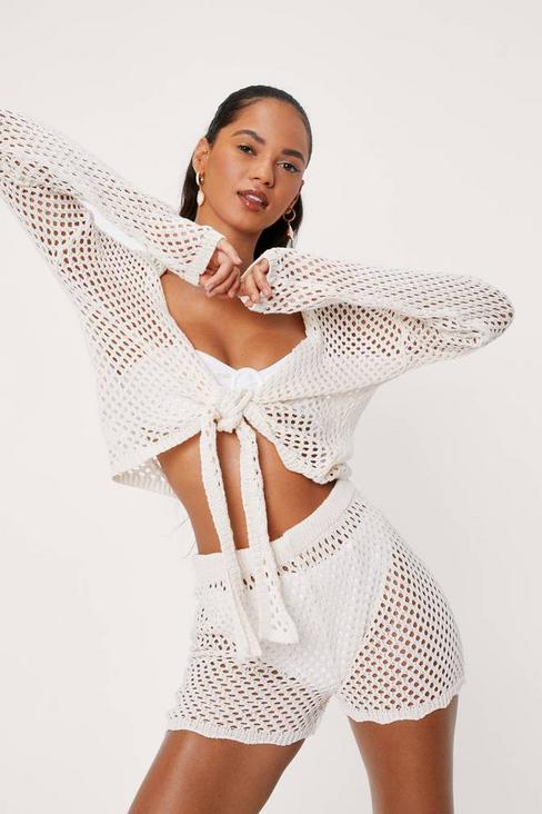 Crochet High Waisted Beach Cover Up Shorts