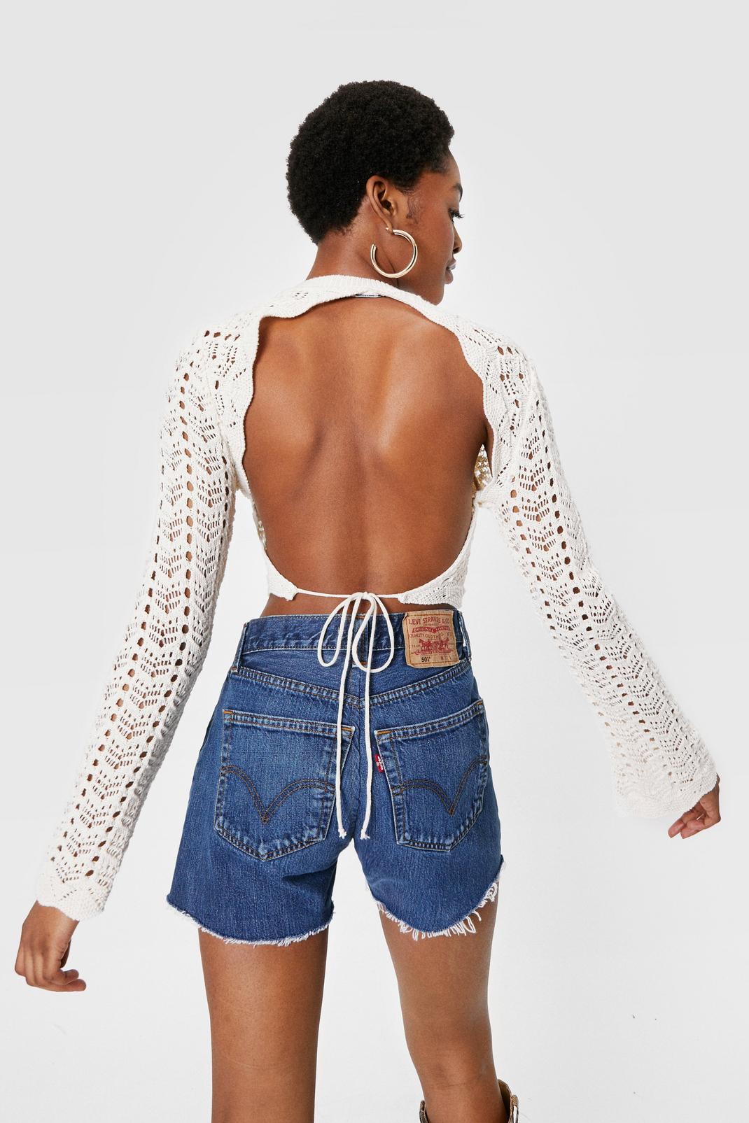 Crochet Open Tie Back Crop Top