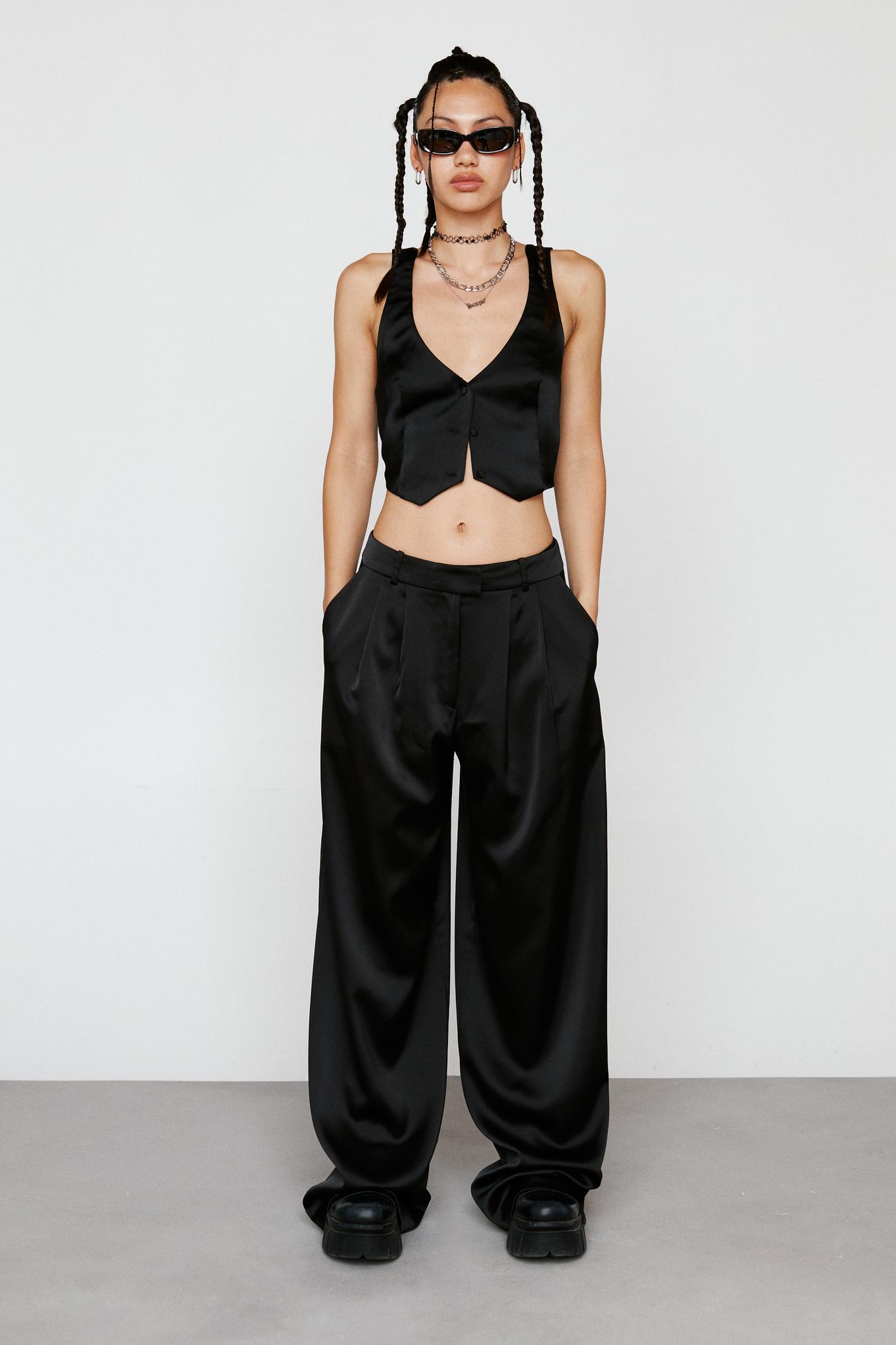 Premium Satin Tailored Puddle Pants