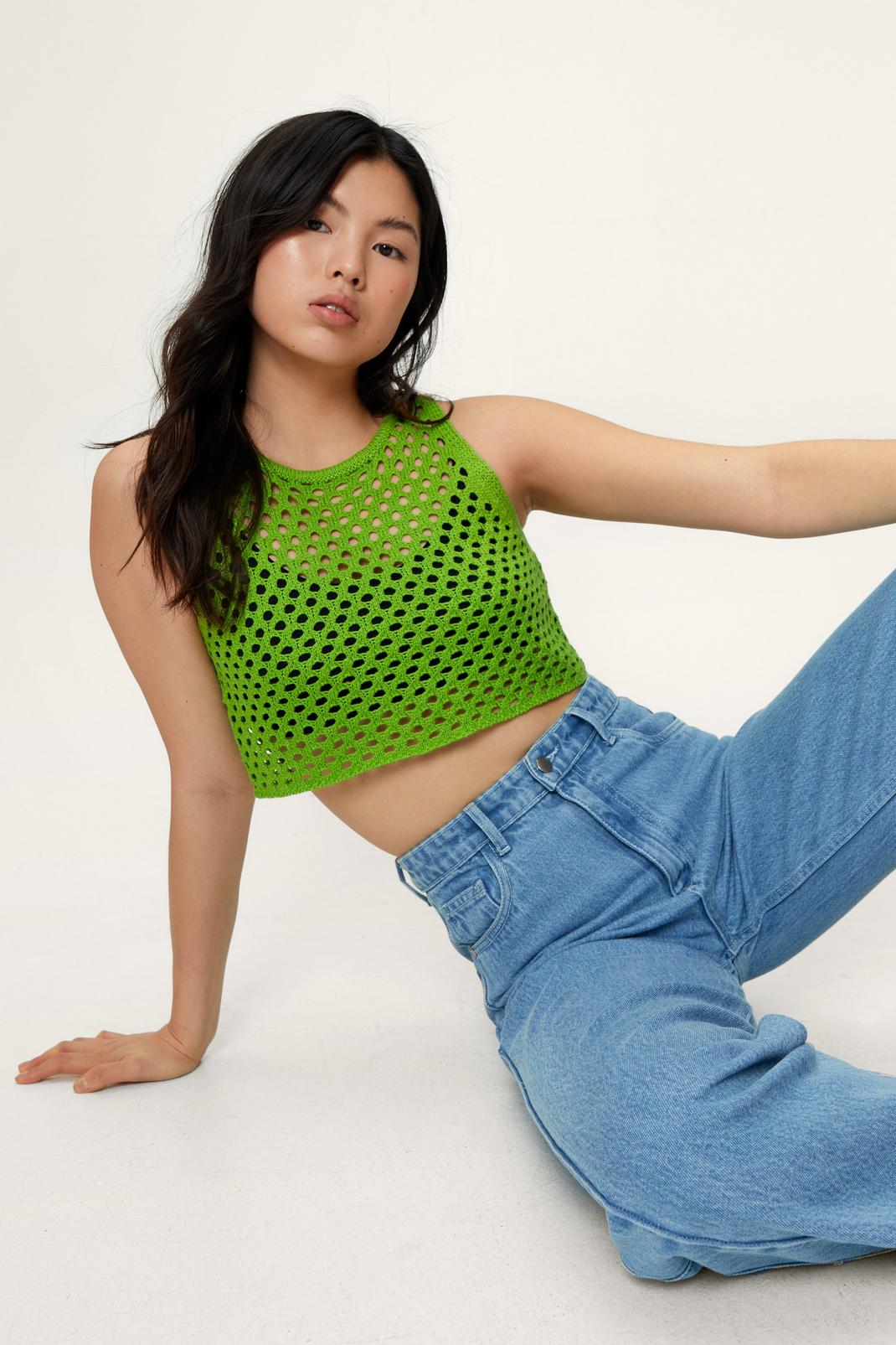 Crochet Mesh Racerback Crop Top