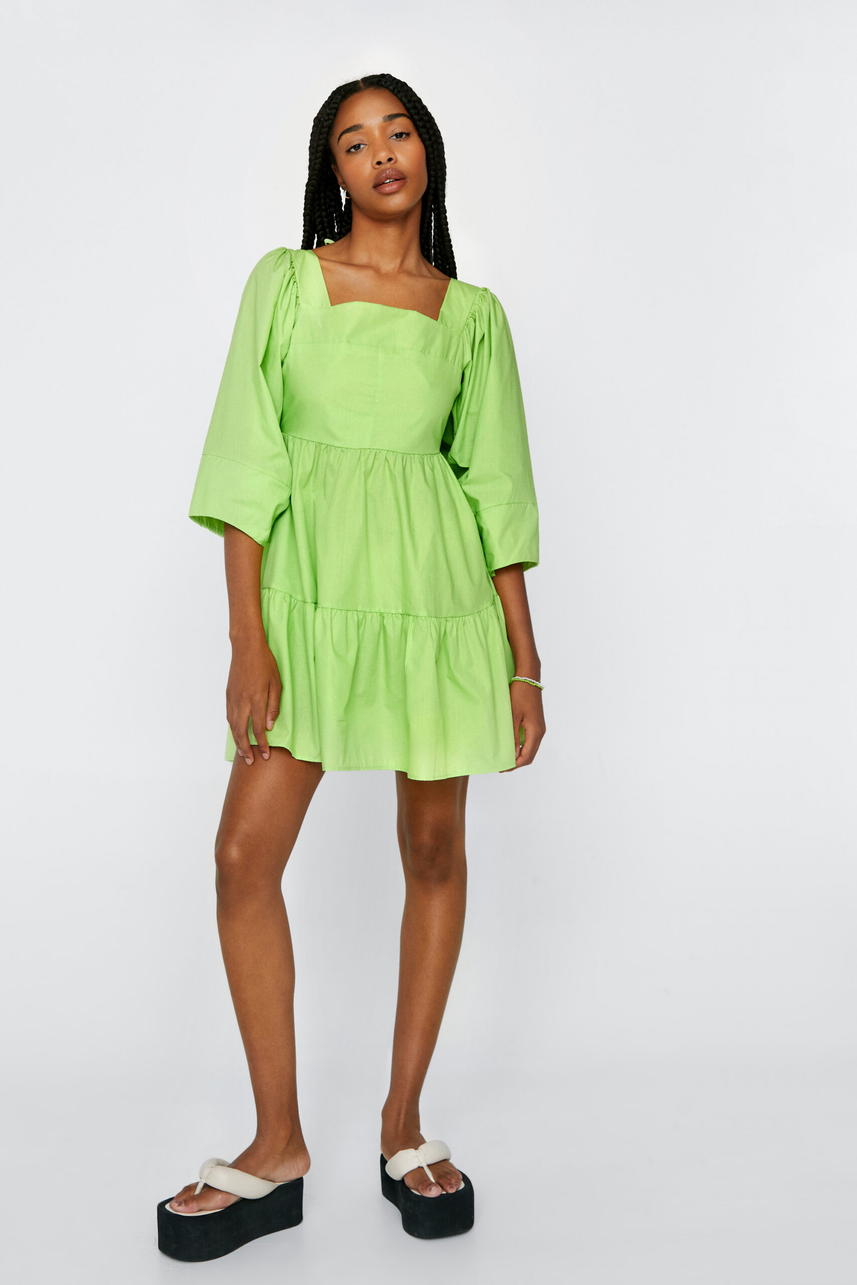 Poplin Cut Out Mini Smock Dress