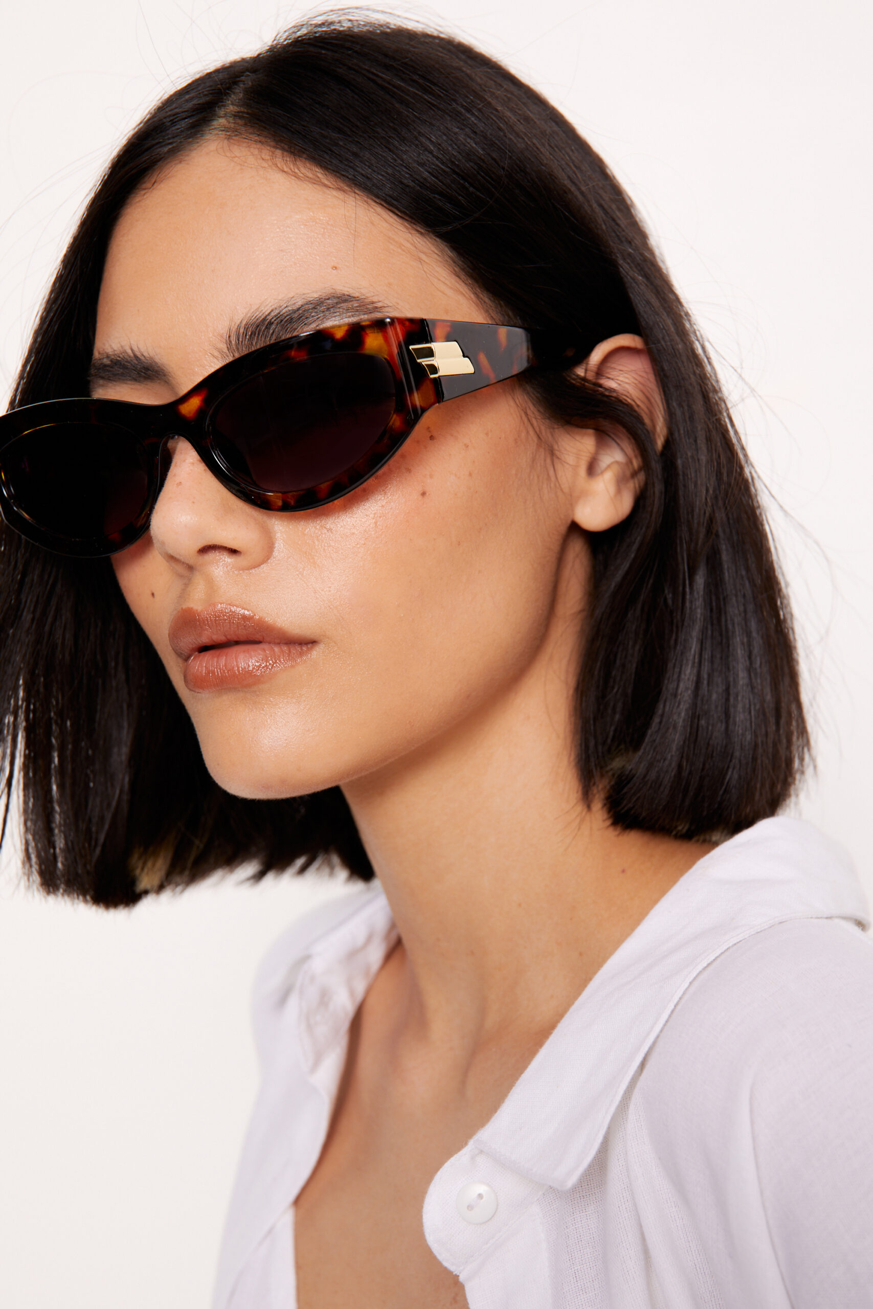 Tort Thick Frame Sunglasses