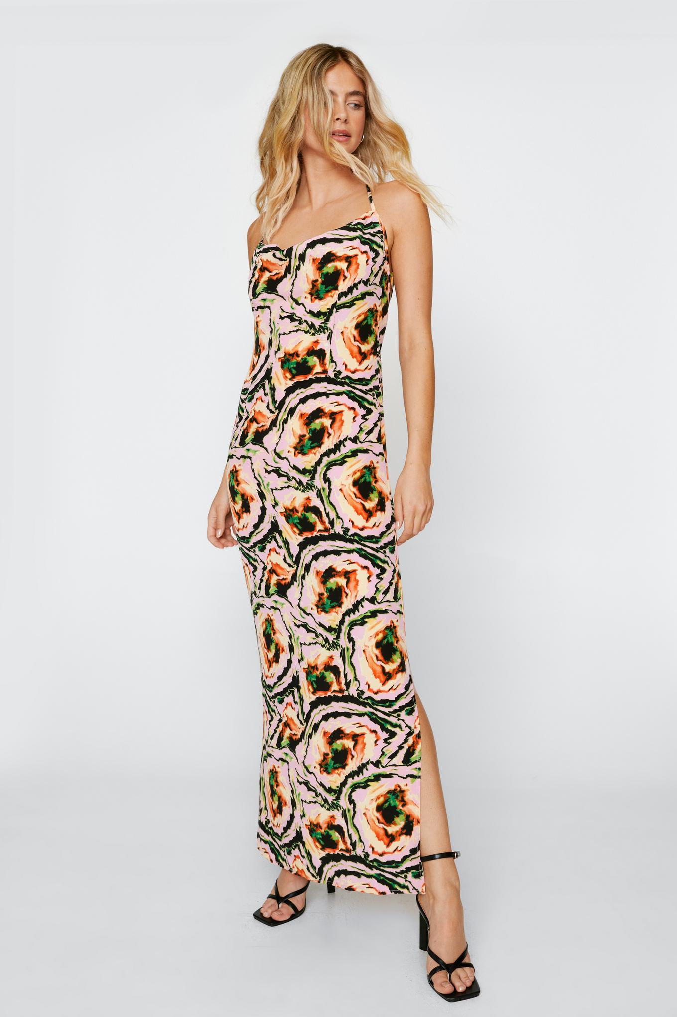 Strappy Back Bias Maxi Dress