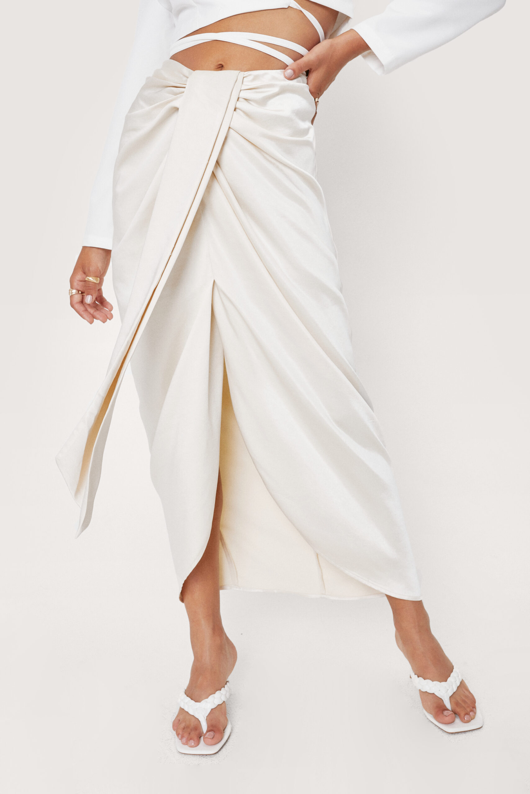 Premium Satin Draped Skirt 