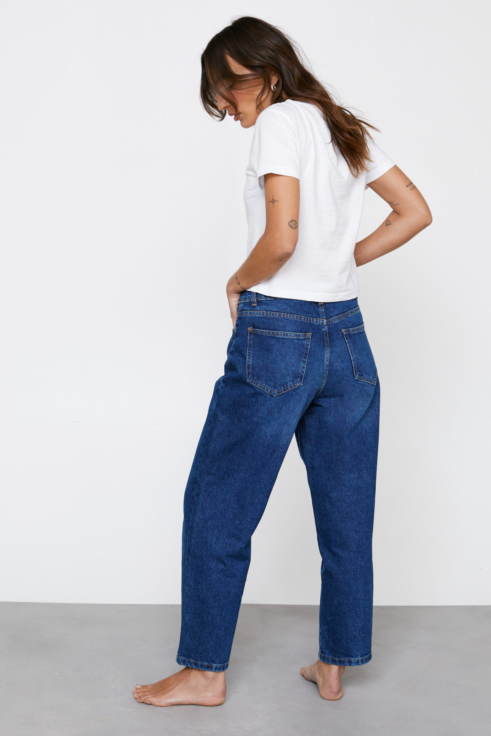 Petite High Waist Denim Mom Jeans