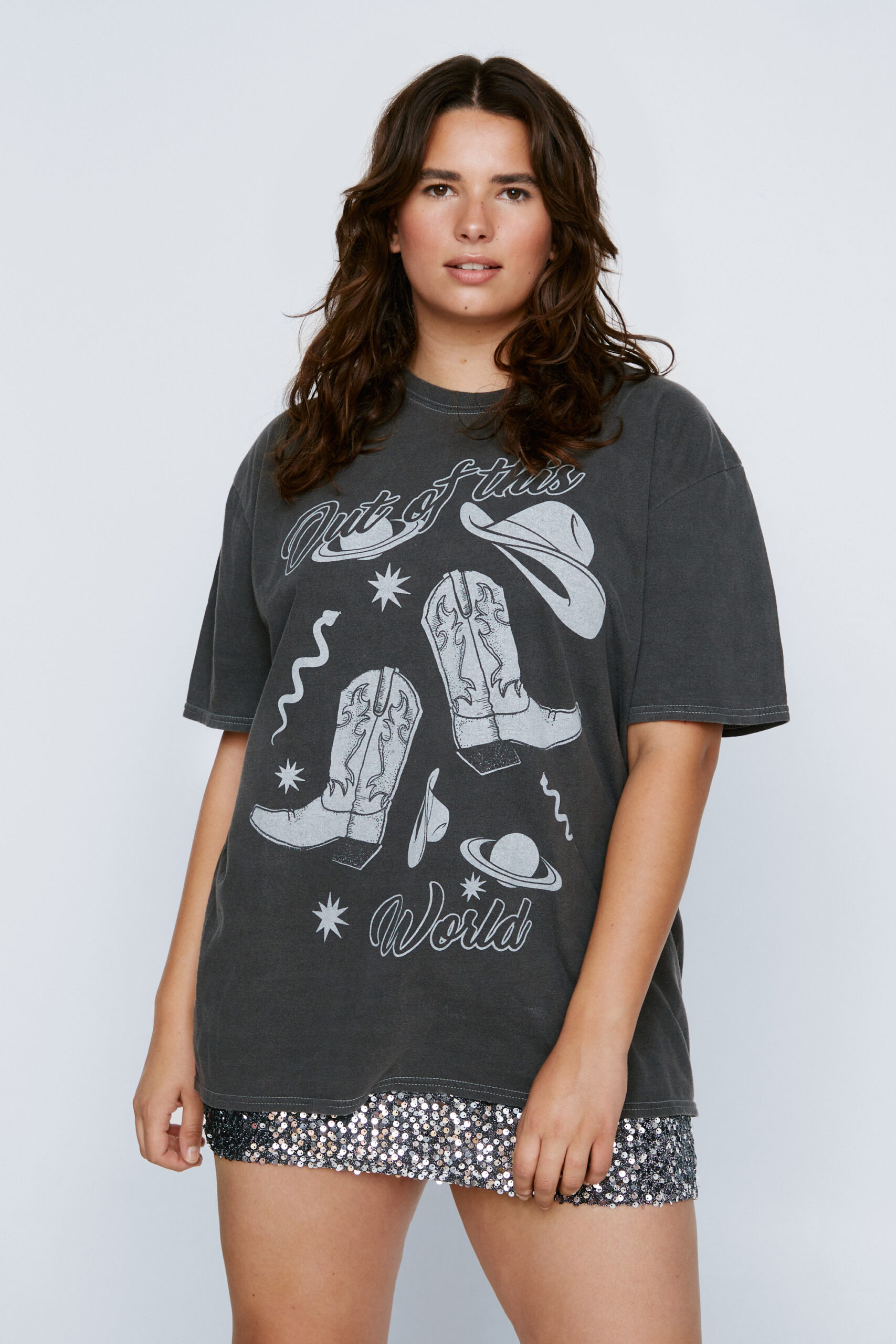 Plus Out Of This World Graphic Oversized Washed T-Shirt