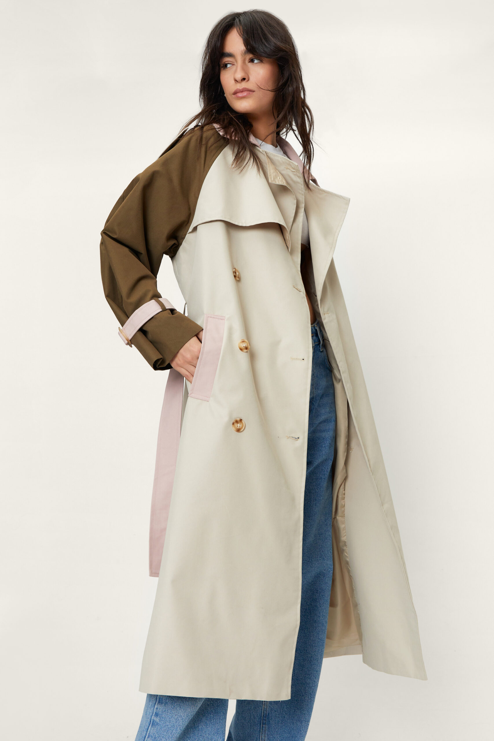 Longline Double Breasted Trench Coat 