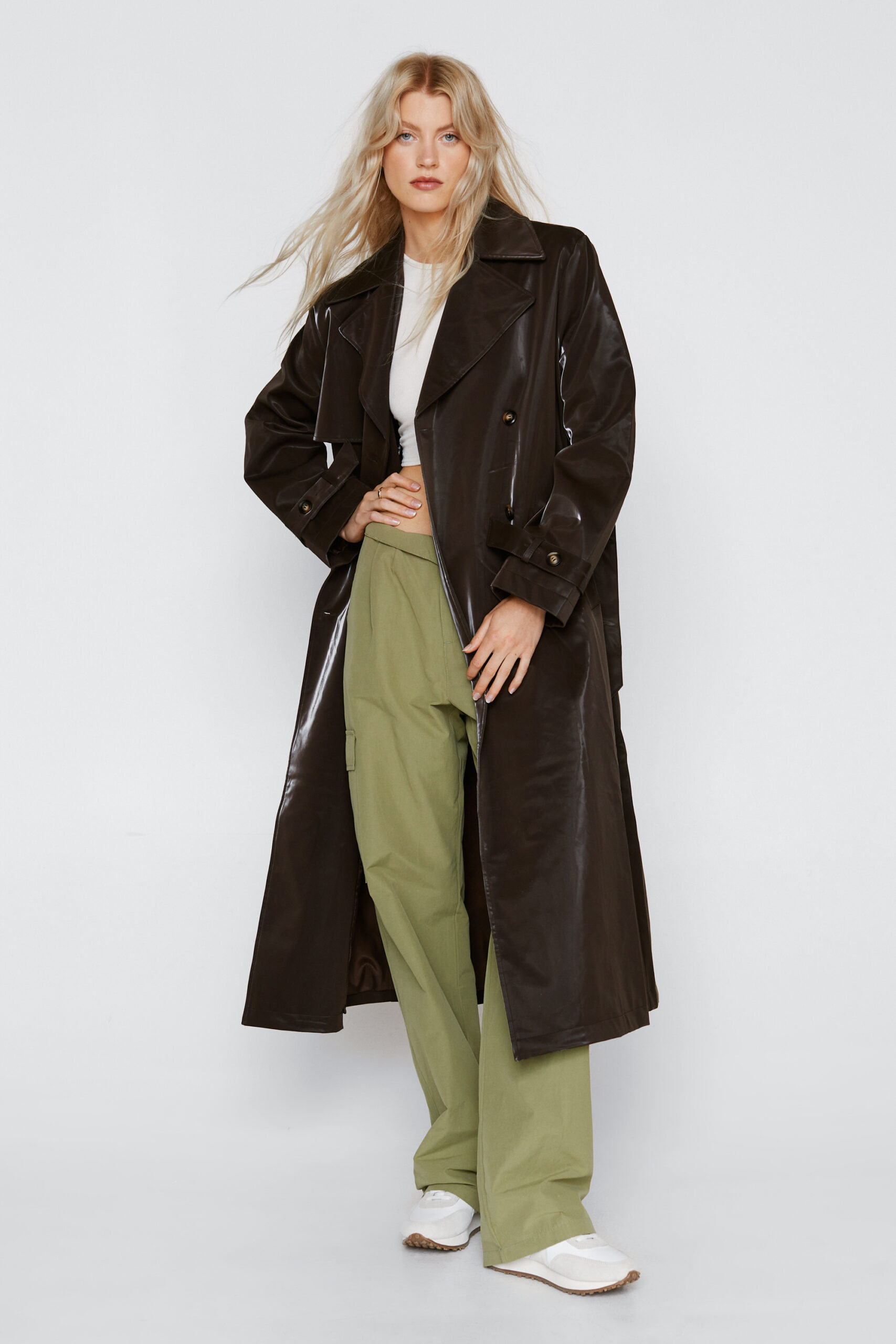 Vinyl Longline Trench Coat 