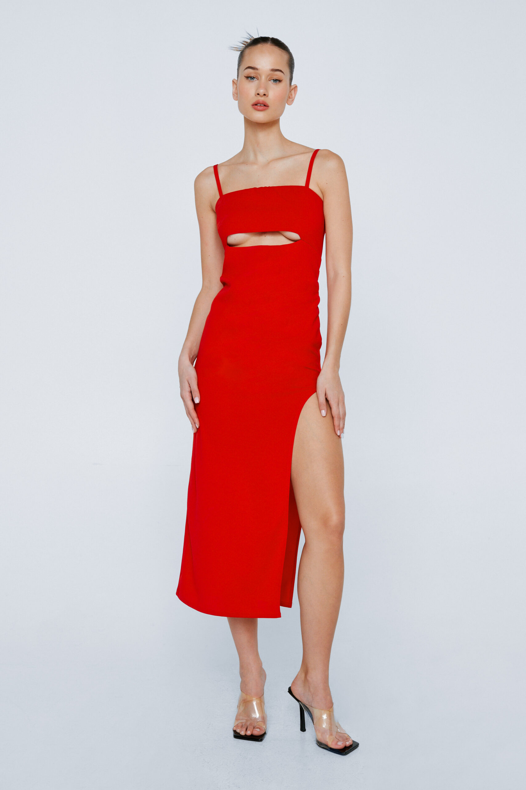 Cut Out Scuba Crepe Midi Dress