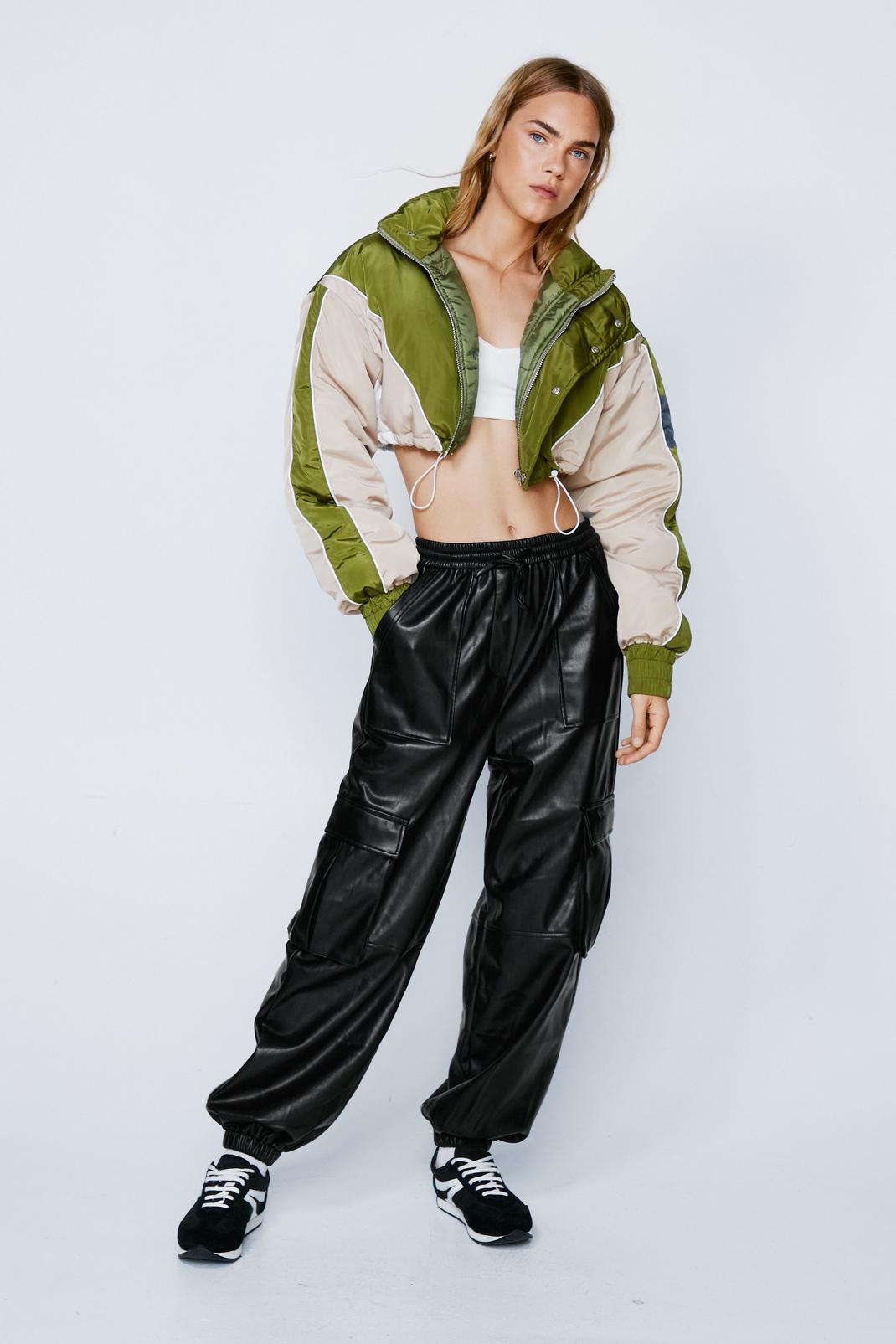 Faux Leather Cargo Sweatpants