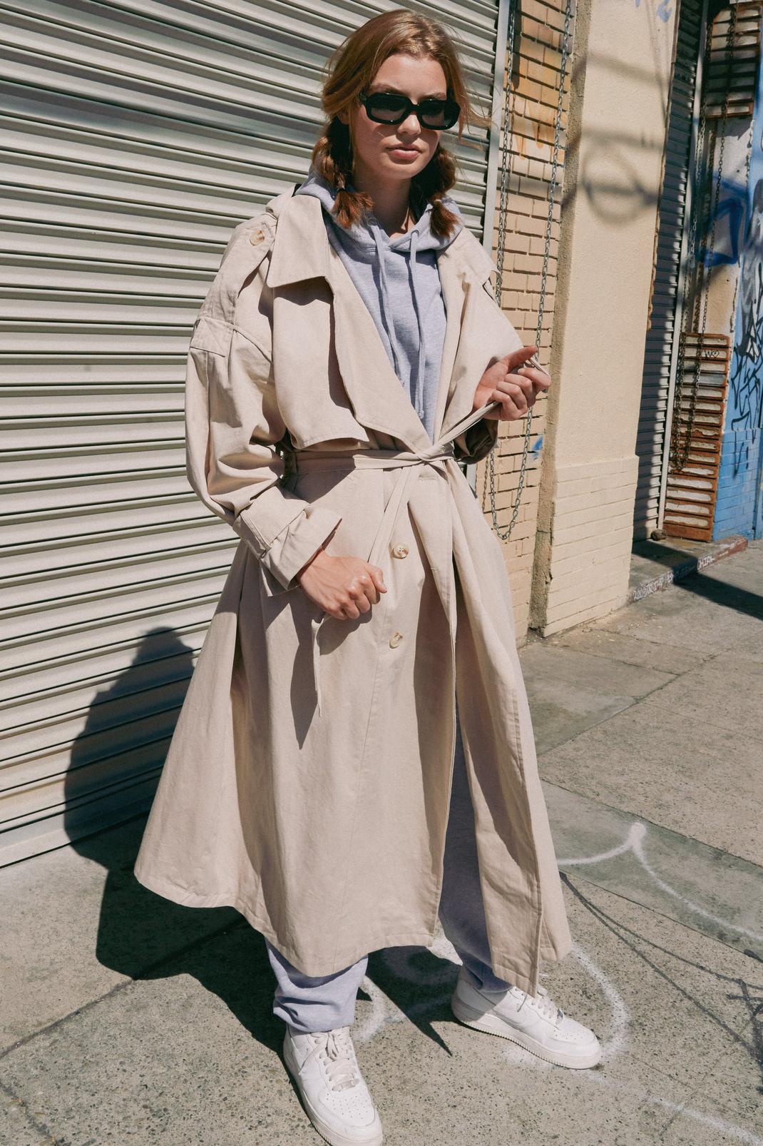 Hooded Oversized Belted Trench Coat