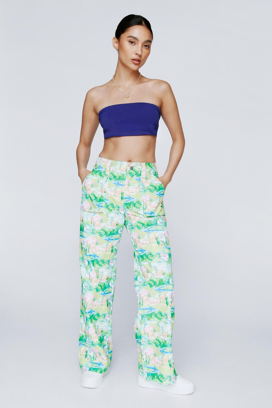 Petite Landscape Print Cargo Pants