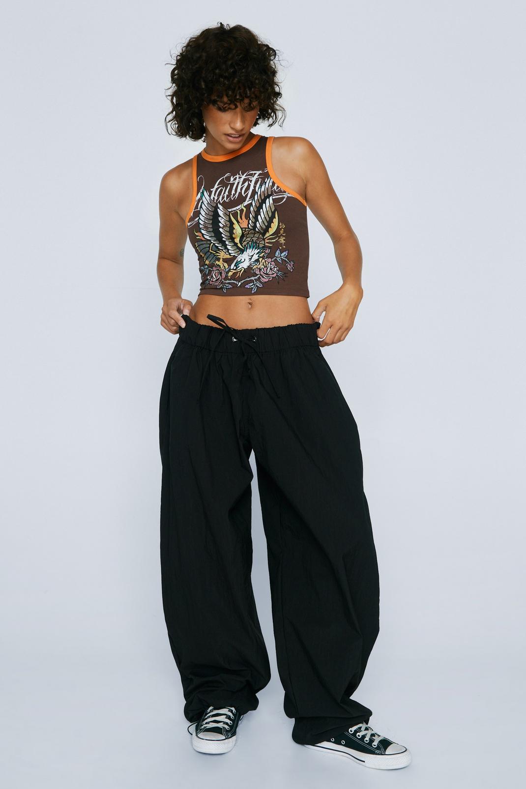 Petite Parachute Wide Leg Cargo Pants