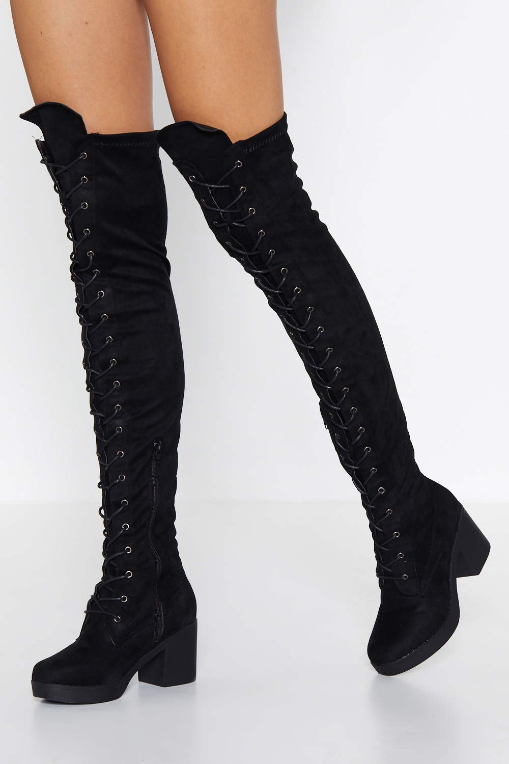 Lace Up Over The Knee Boots 