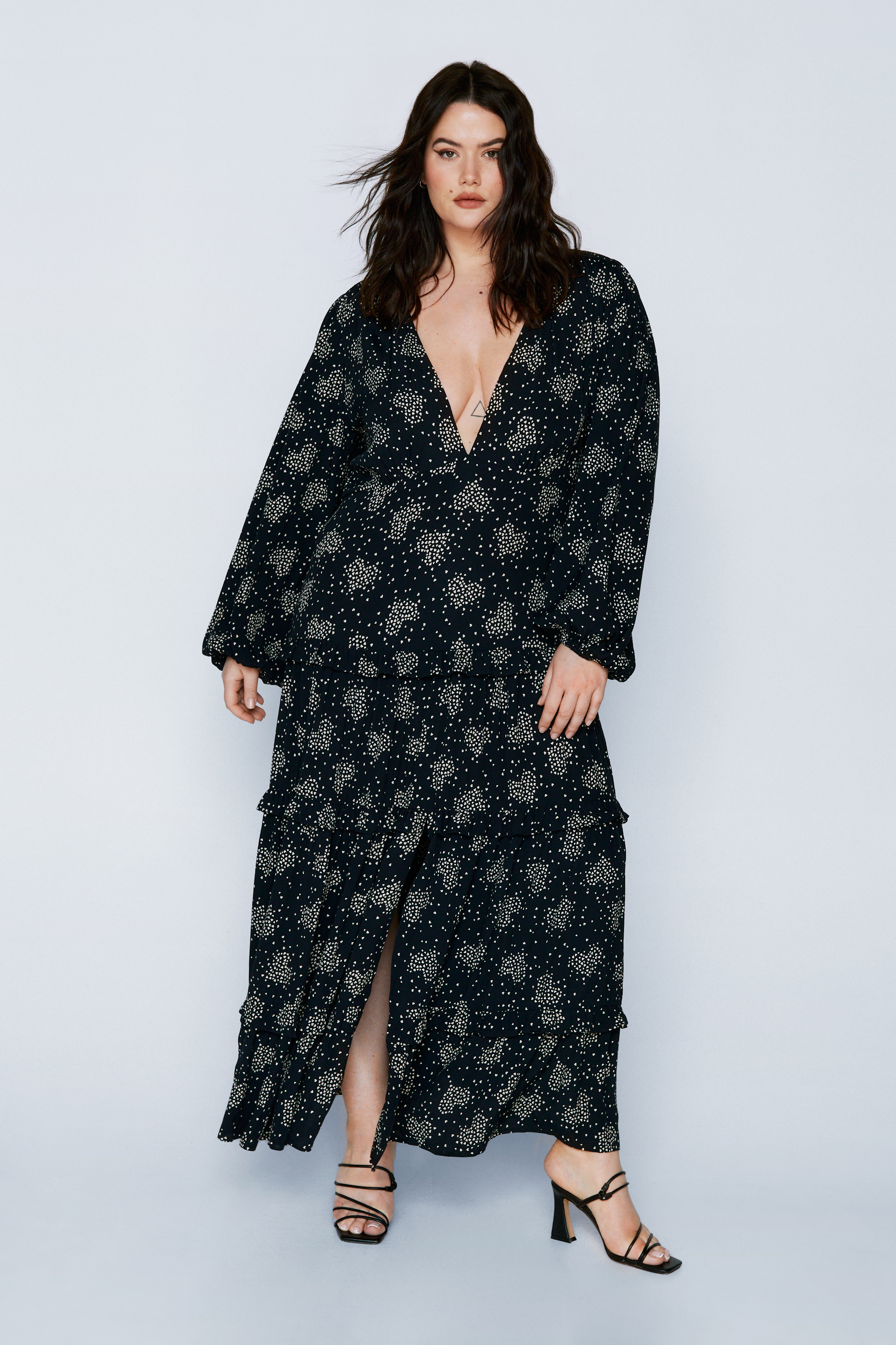 Plus Size Heart Tiered Maxi Dress