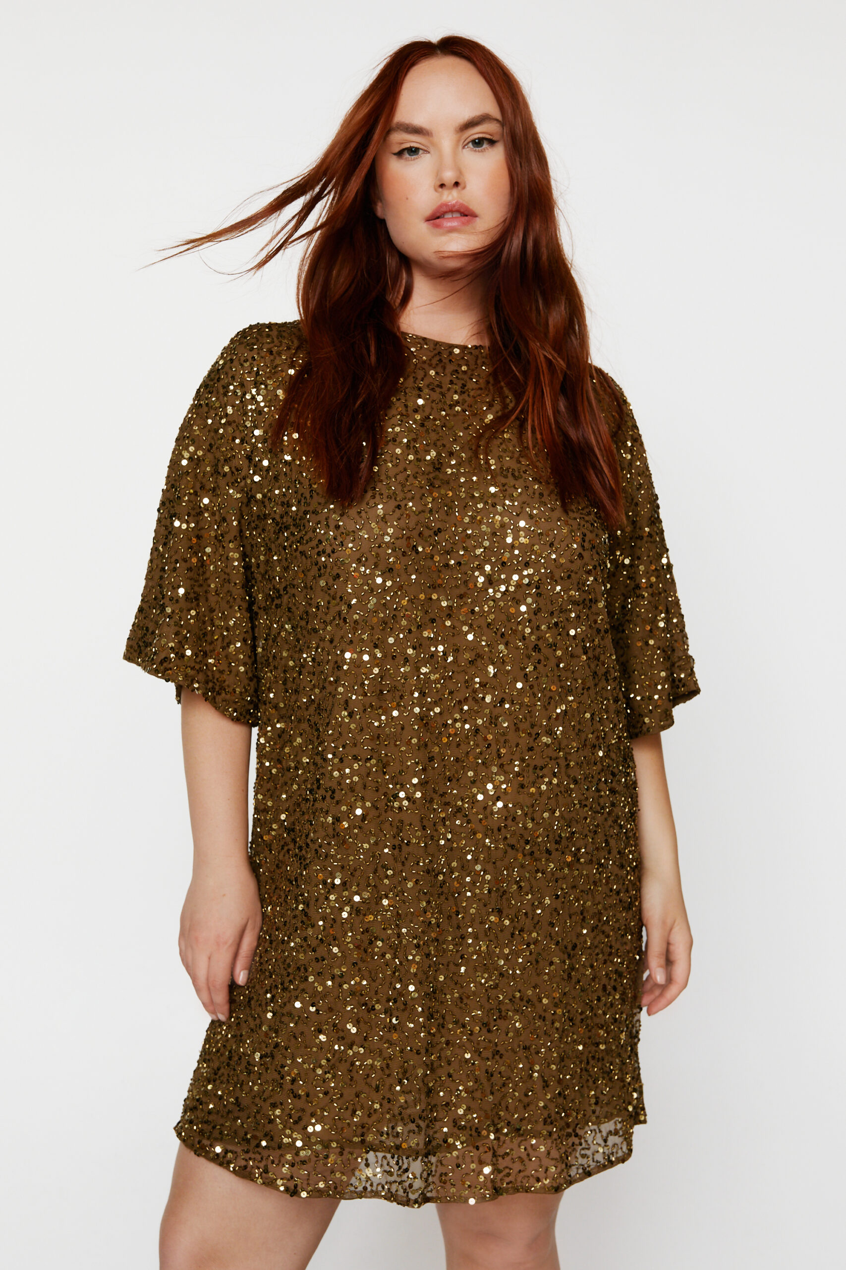 Plus Size Cluster Sequin Slouch Shift Dress