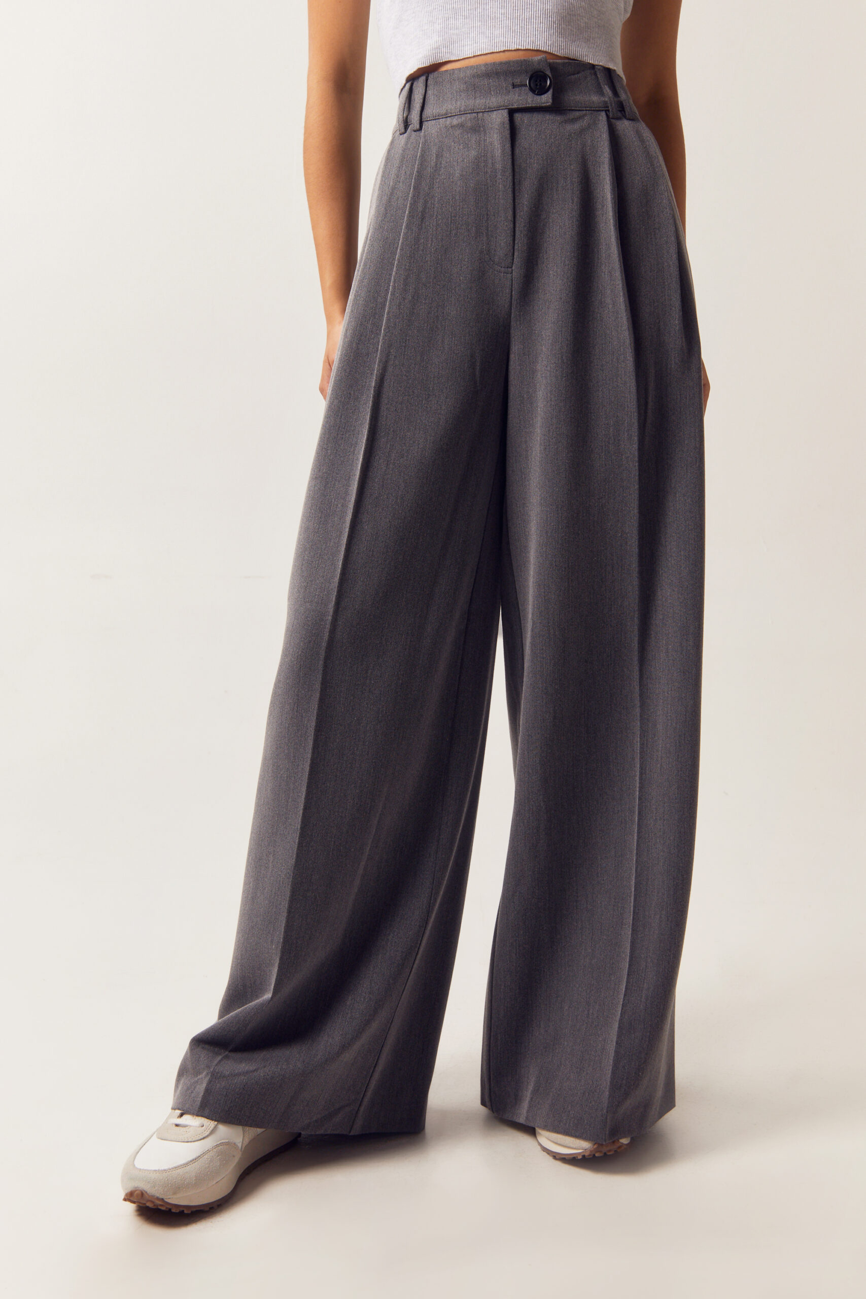 Tailored Double Pleat Wide Leg Pants