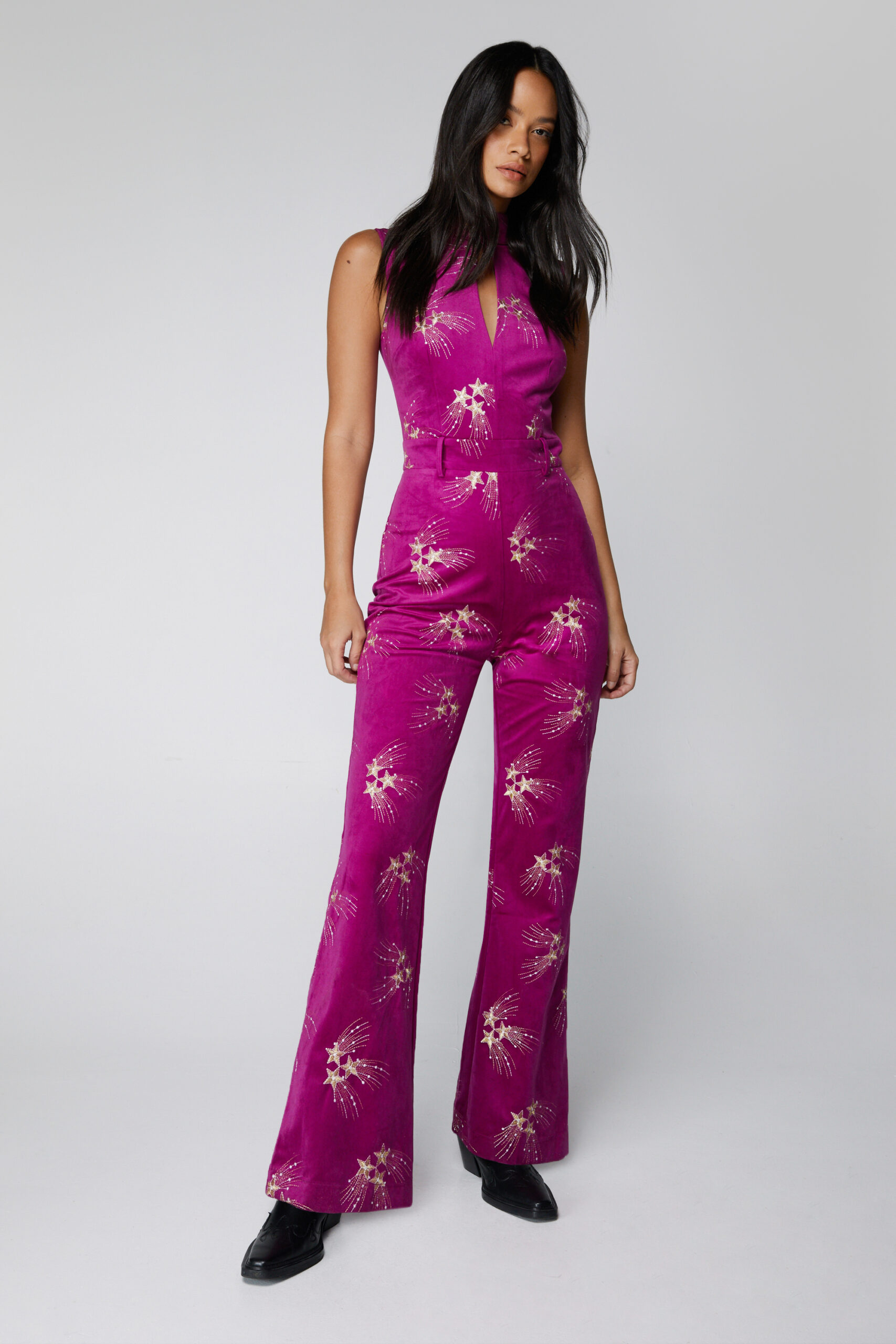 Premium Embroidered Velvet Jumpsuit