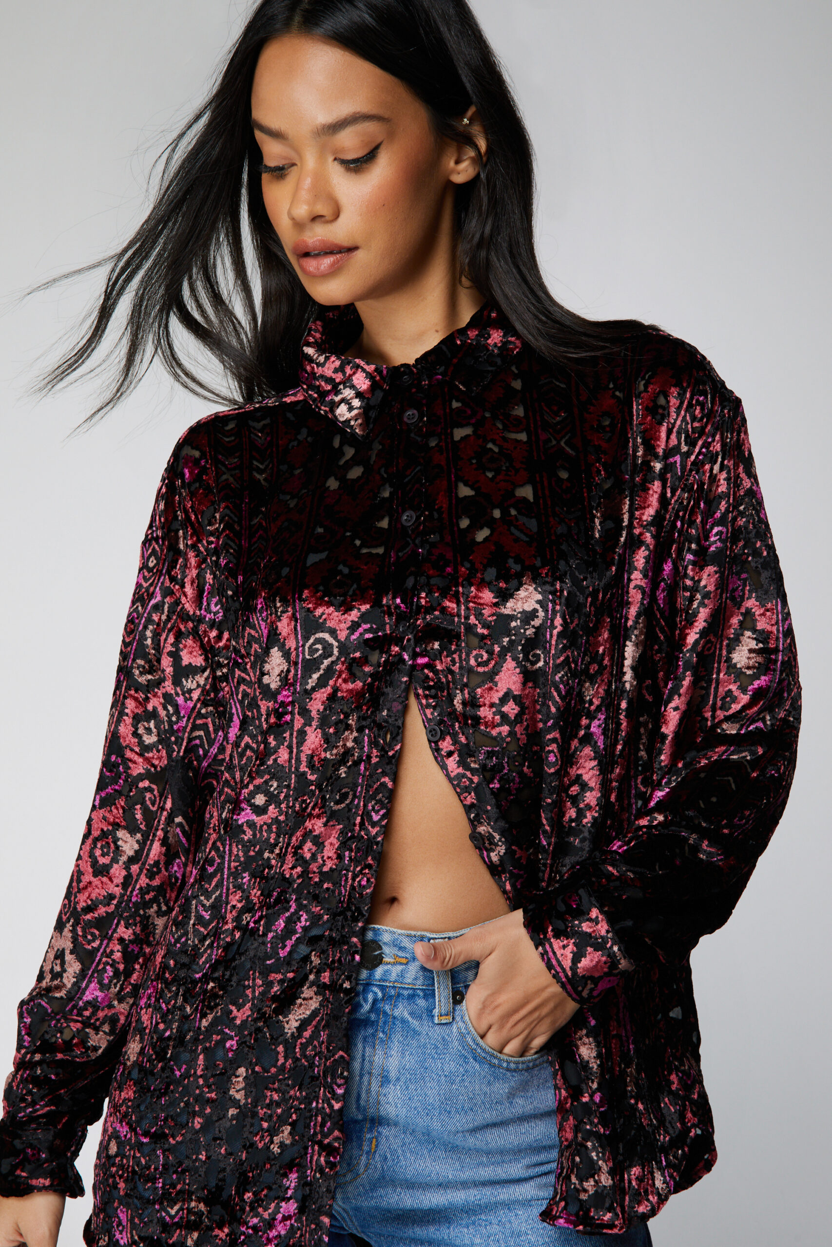 Aztec Devore Oversized Shirt