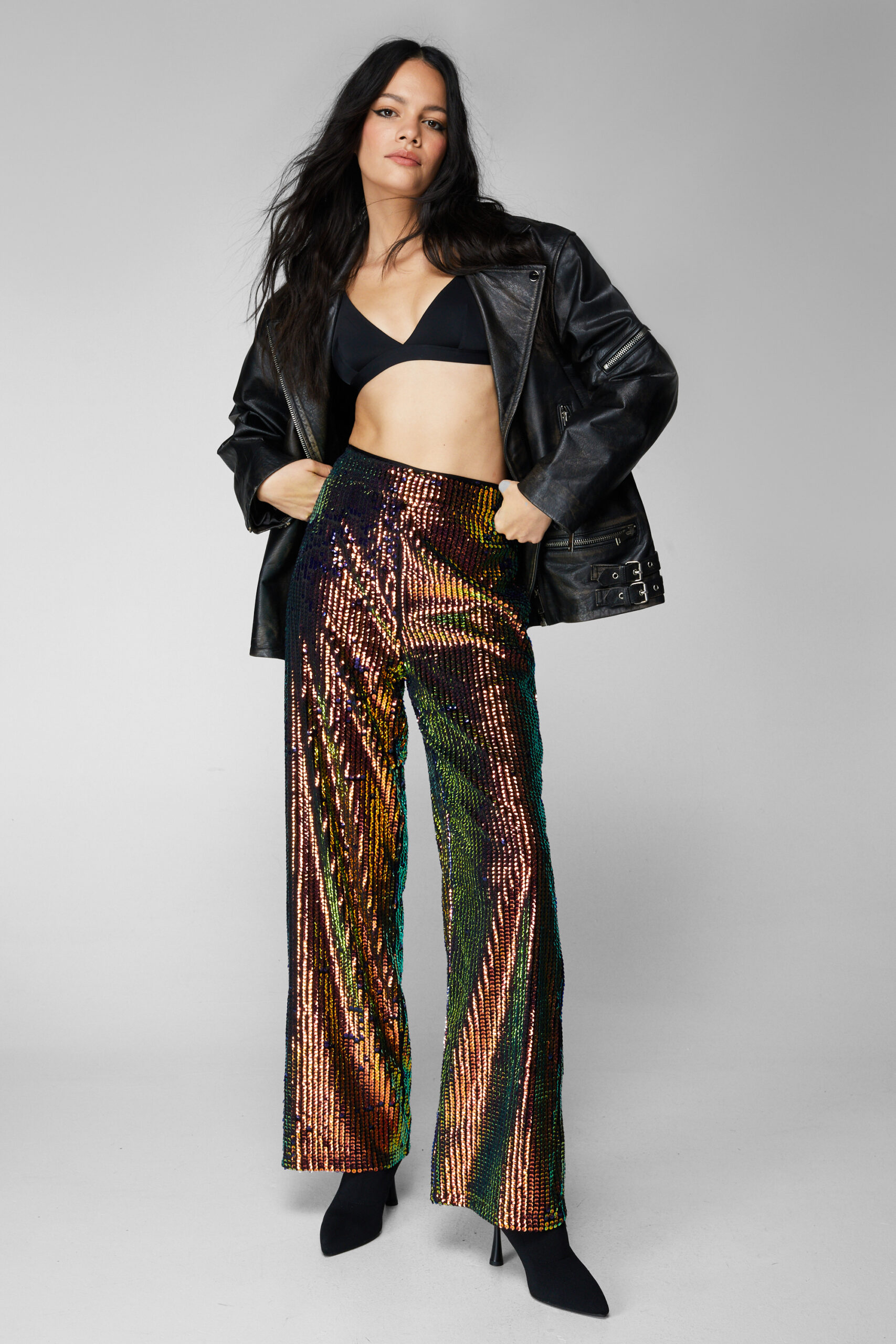 Sequin Wide Leg Trousers