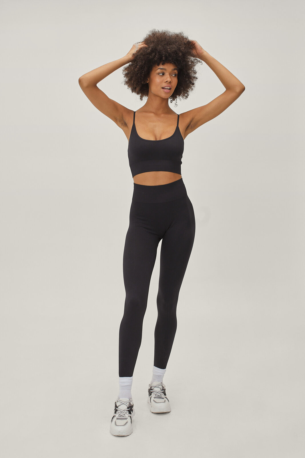 Seamless Sculpted Yarn Bralet And Full Length Legging Set 