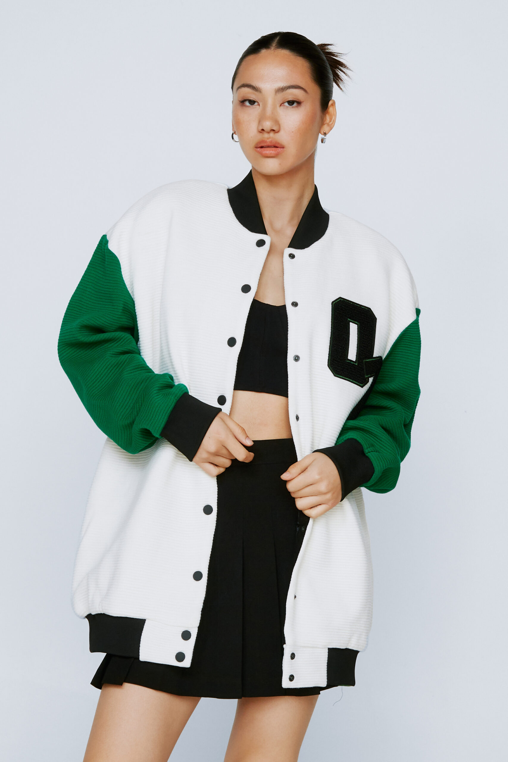 Premium Patch Knitted Varsity Bomber Jacket 