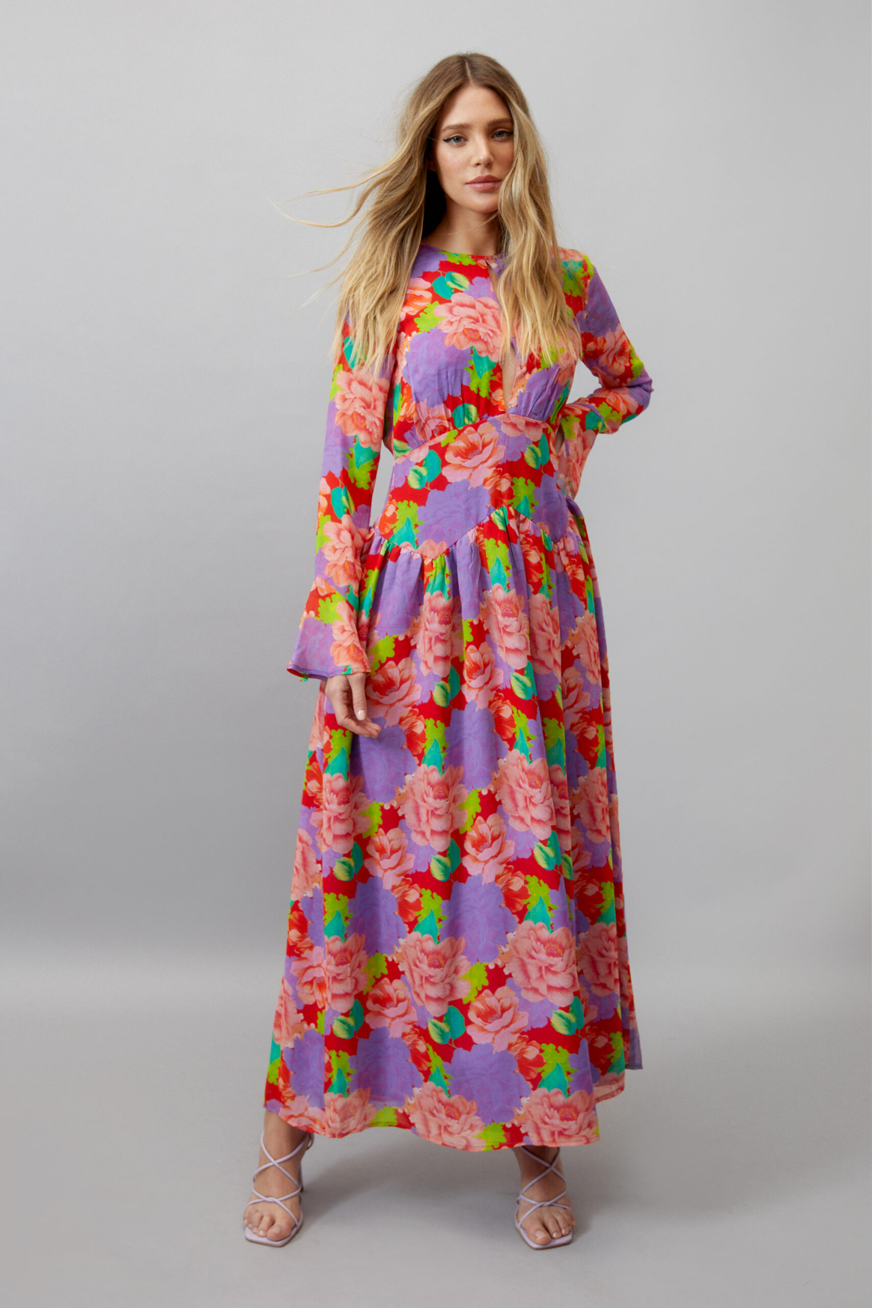 Floral Dropped Waist Maxi Dress 