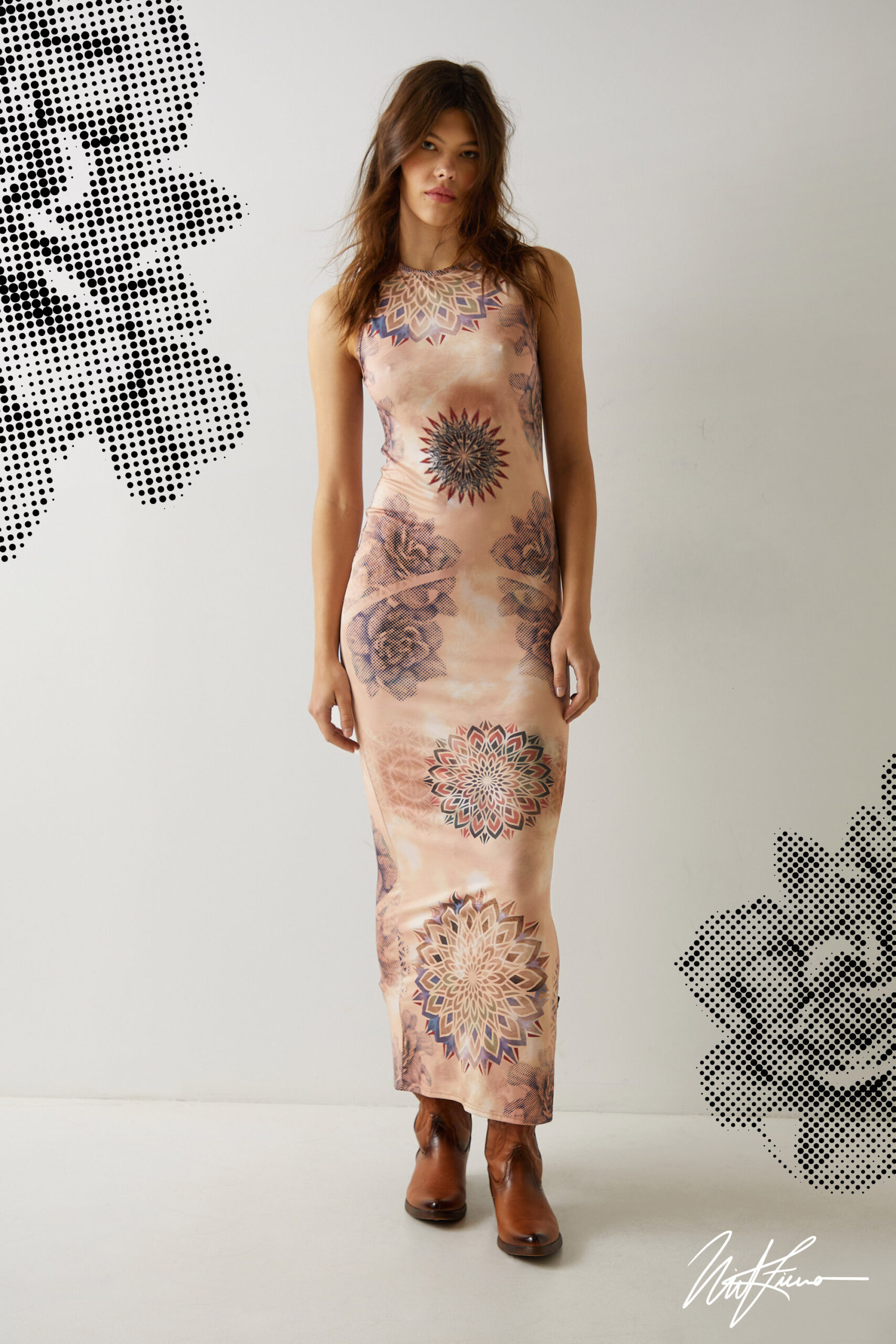 Nasty Gal X Nick Fierro Tattoo Printed Maxi Dress