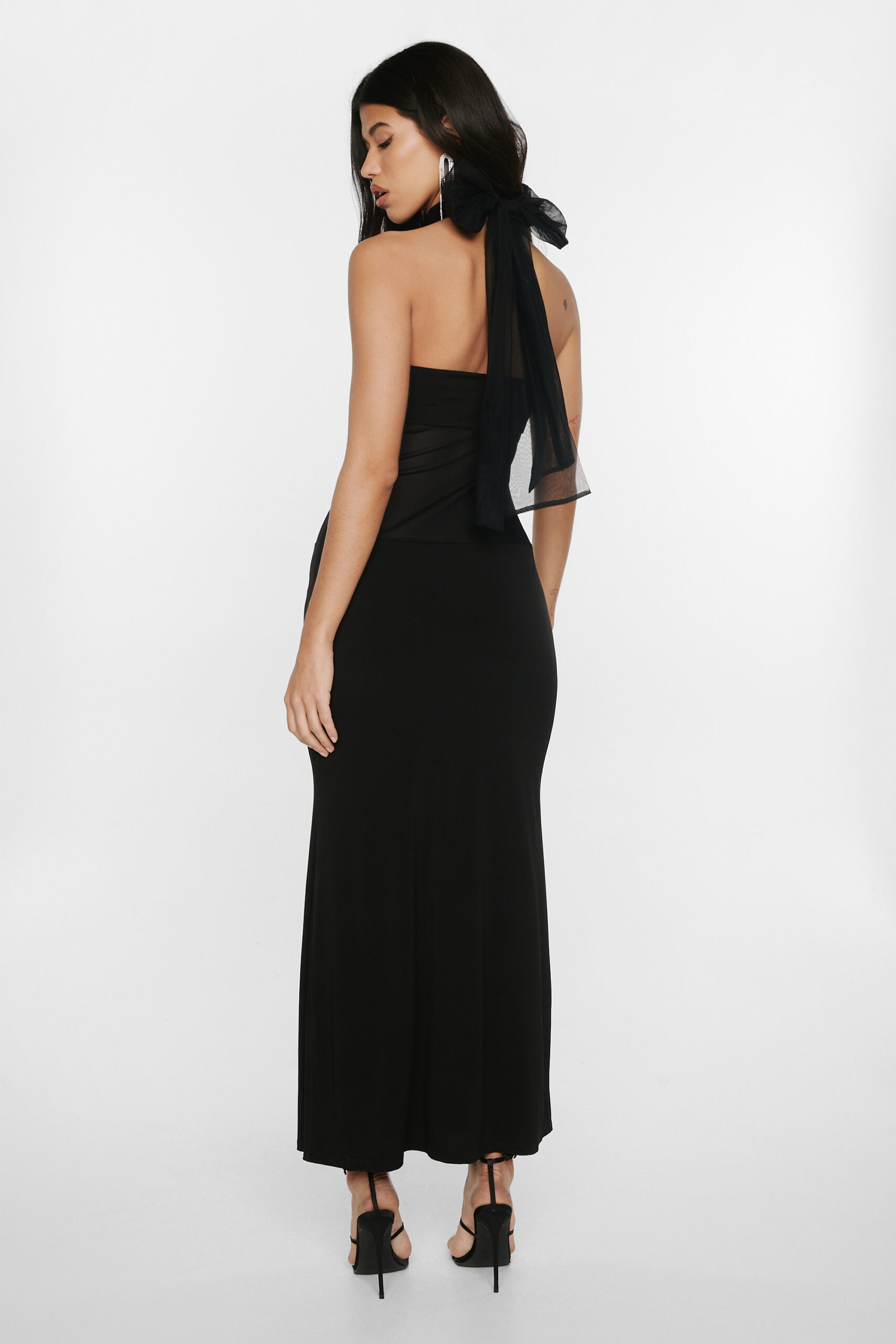 Mesh Bow Detail Maxi Dress