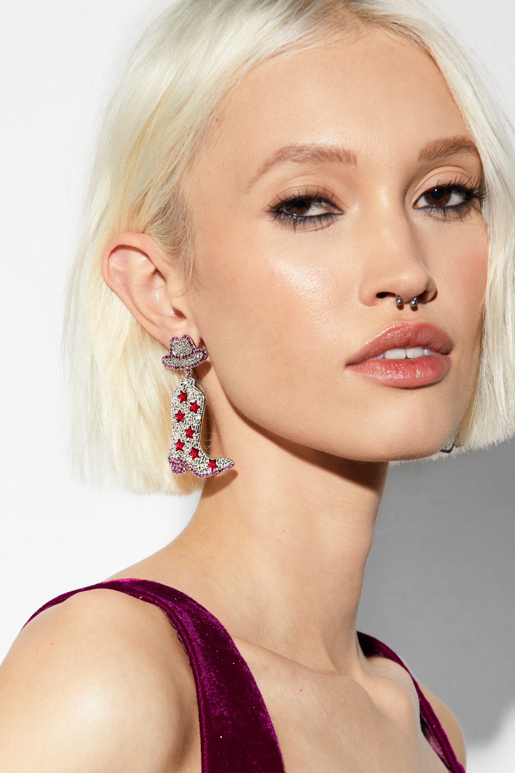 Diamante Cowboy Drop Earrings