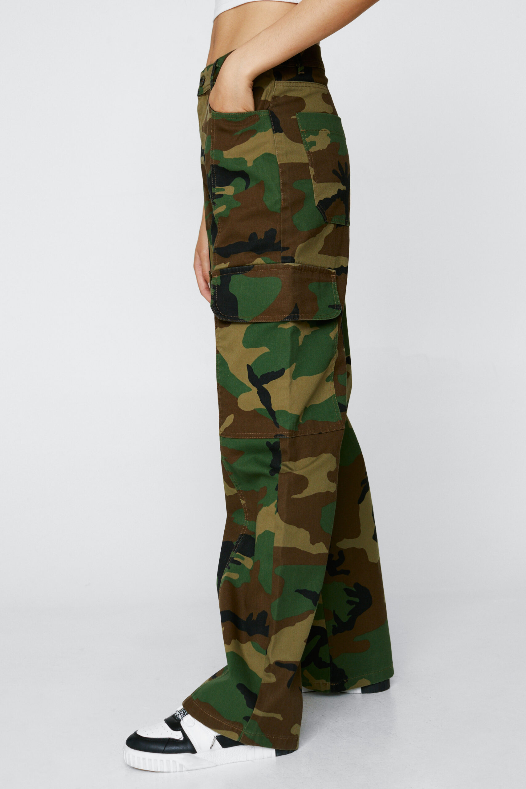 Camo Print Pocket Cargo Pants