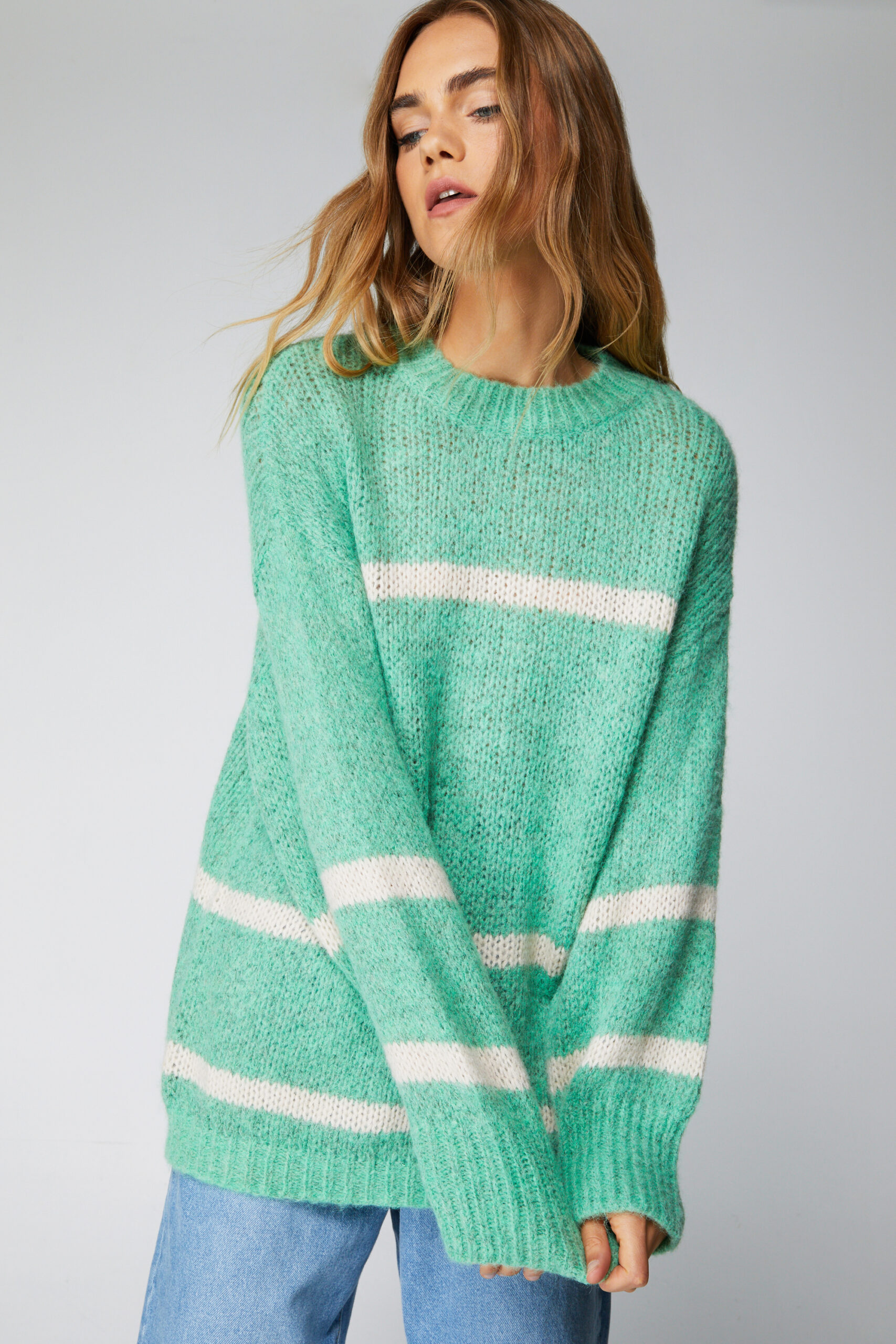 Brushed Oversized Stripe Jumper