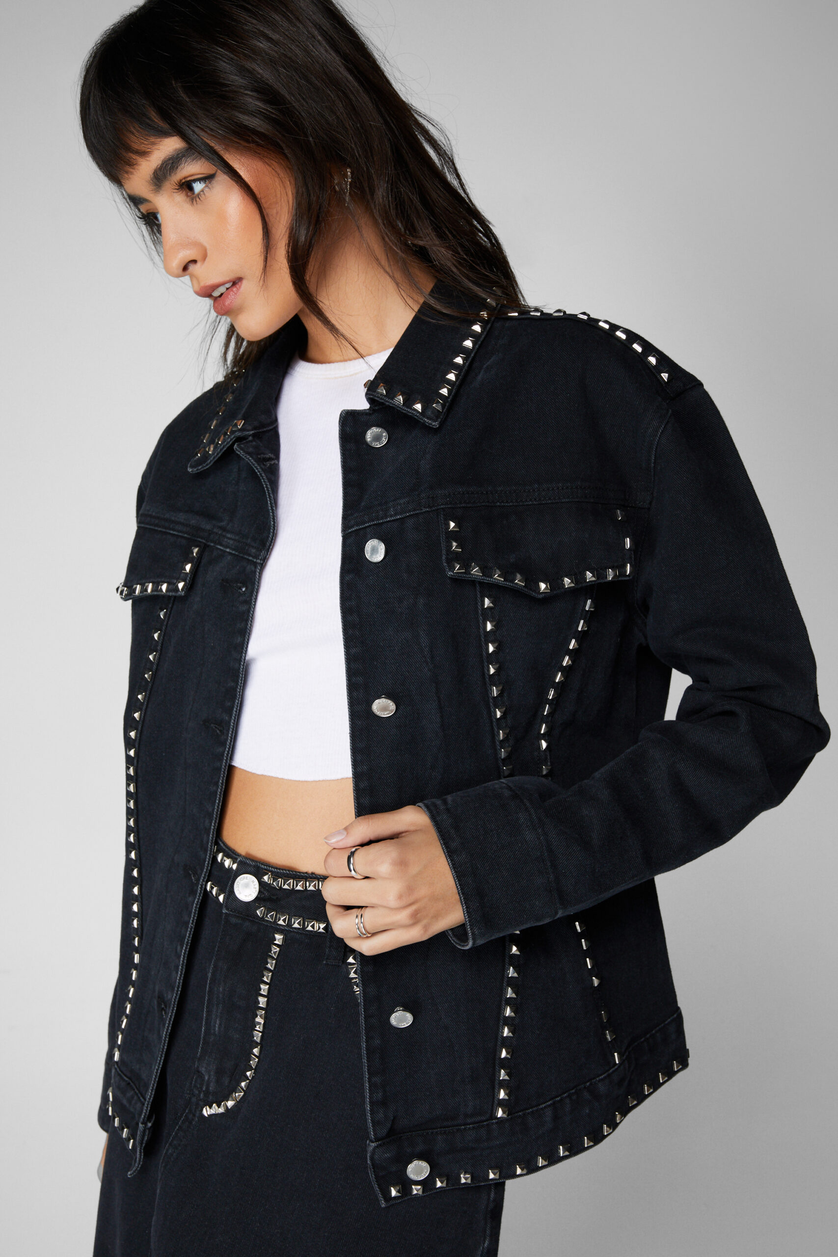 Studded Denim Trucker Jacket