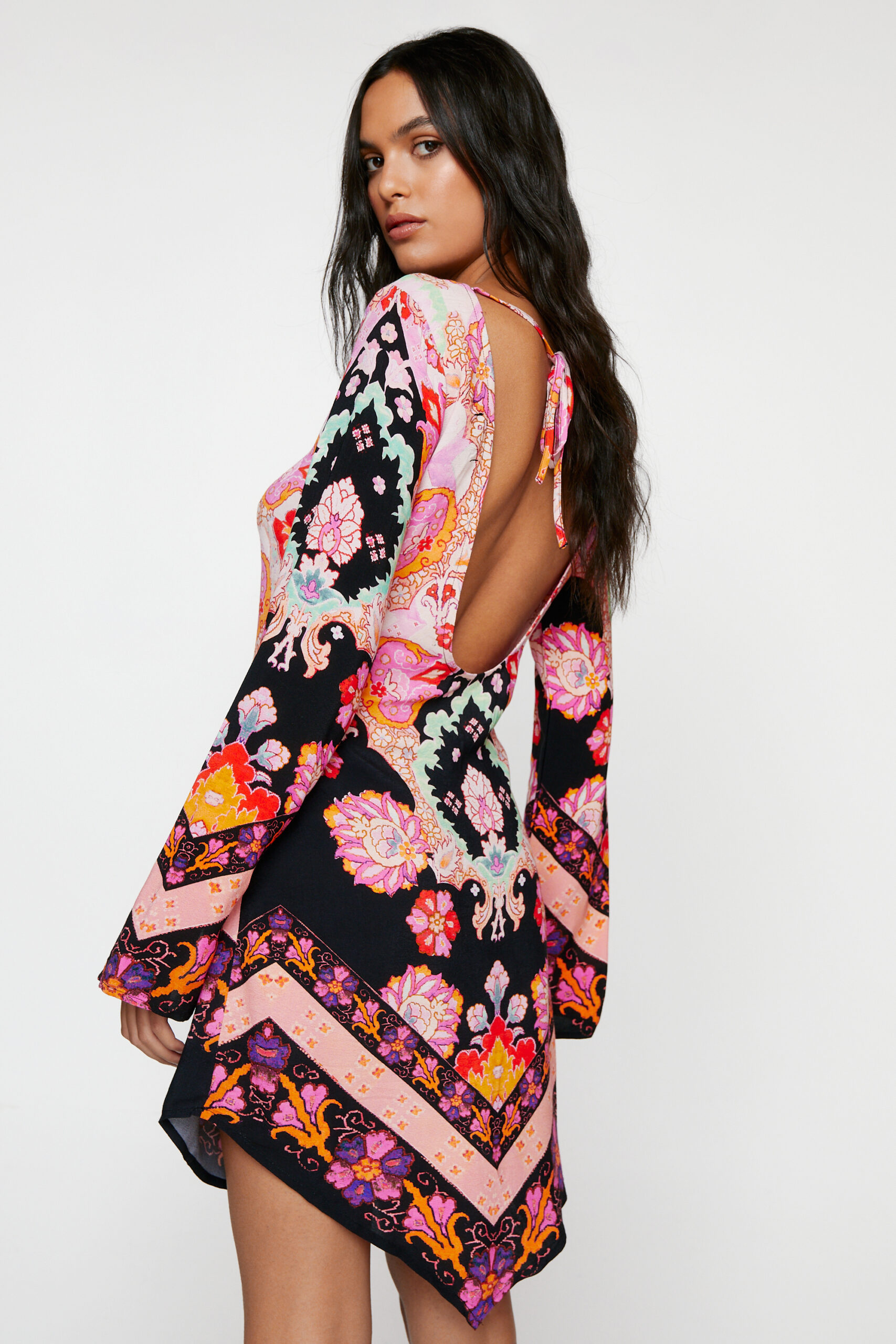 Paisley Border Print Mini Dress