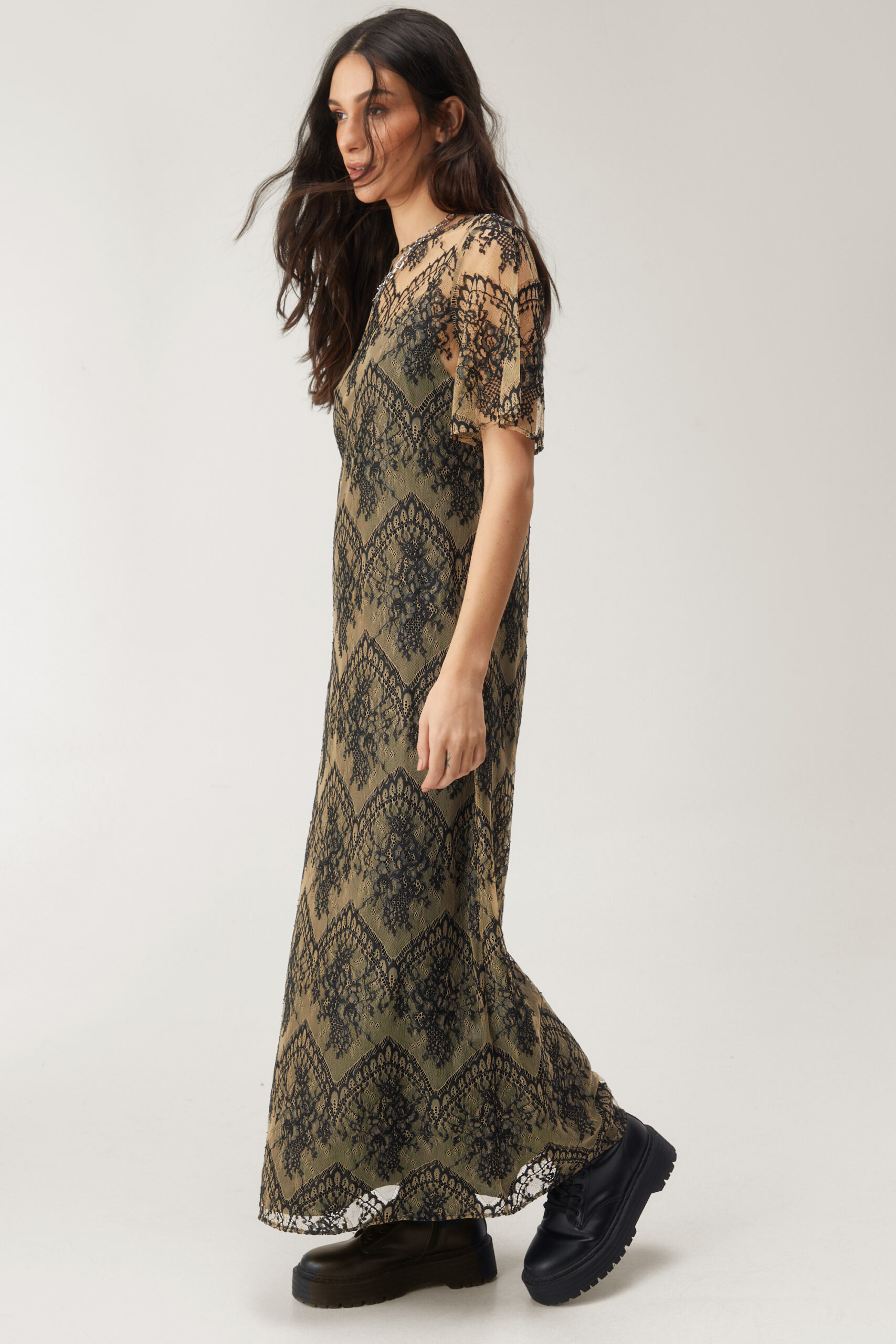 Lace Column Maxi Dress