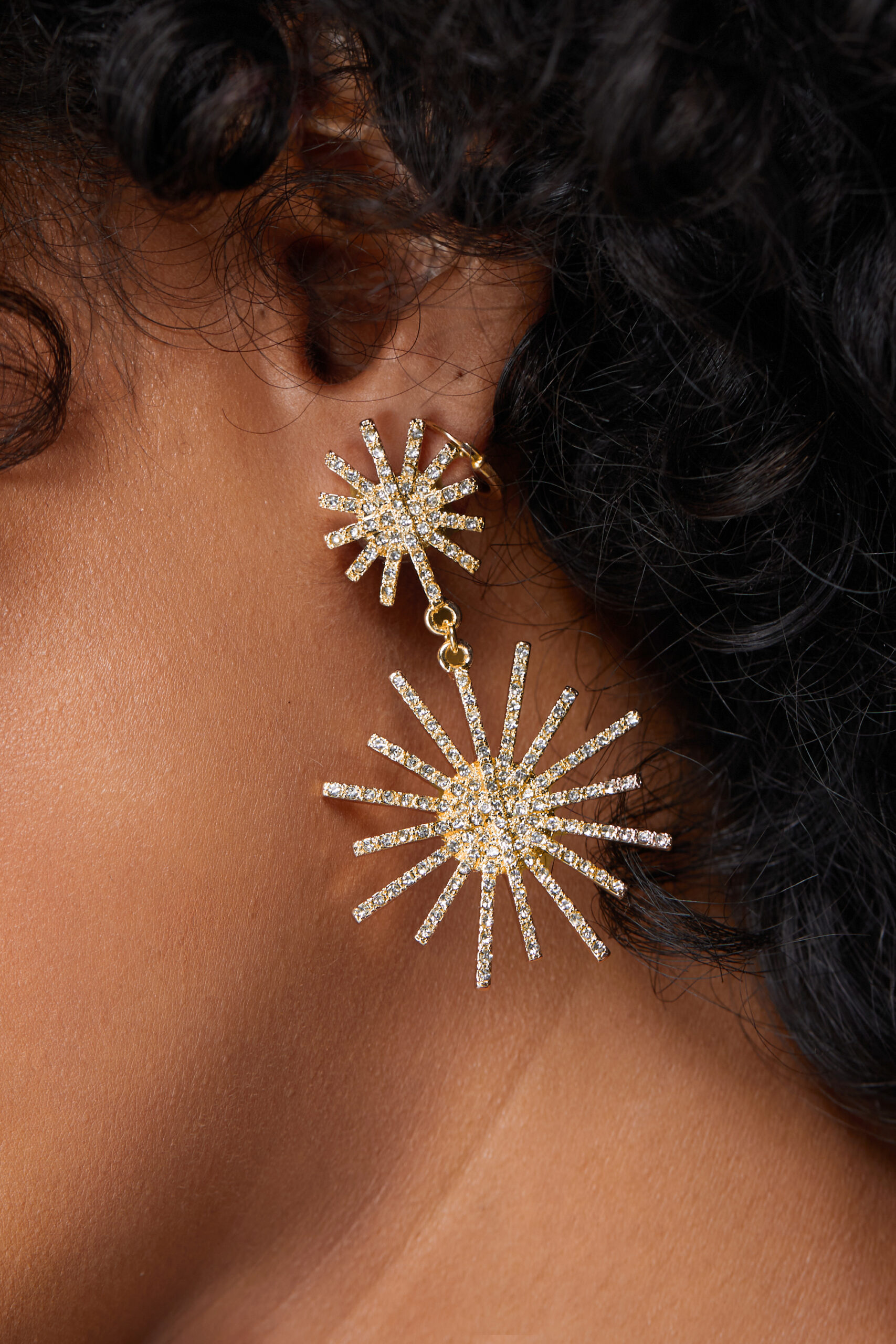 Sun Diamante Drop Earrings