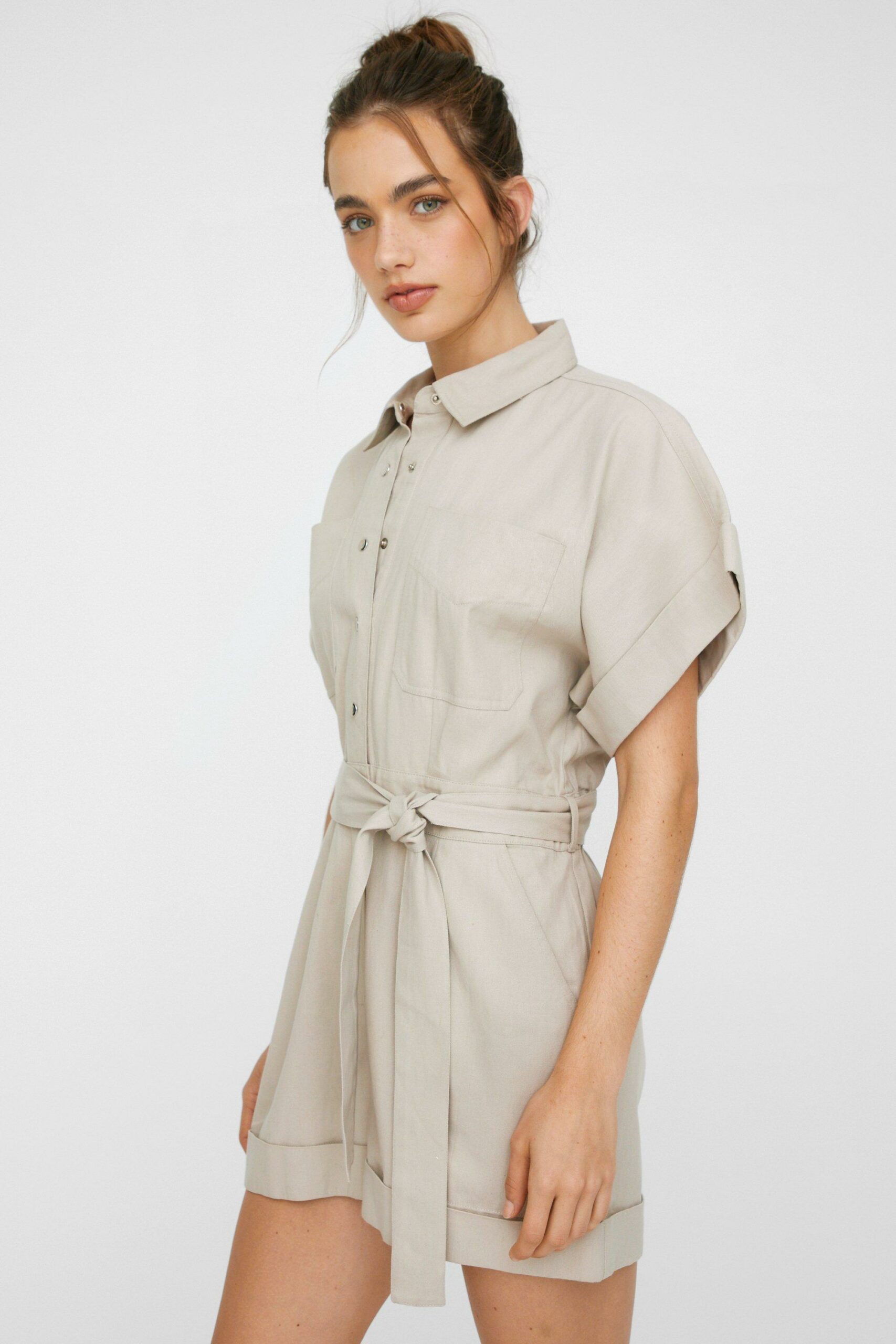 Utility Cotton Belted Twill Romper