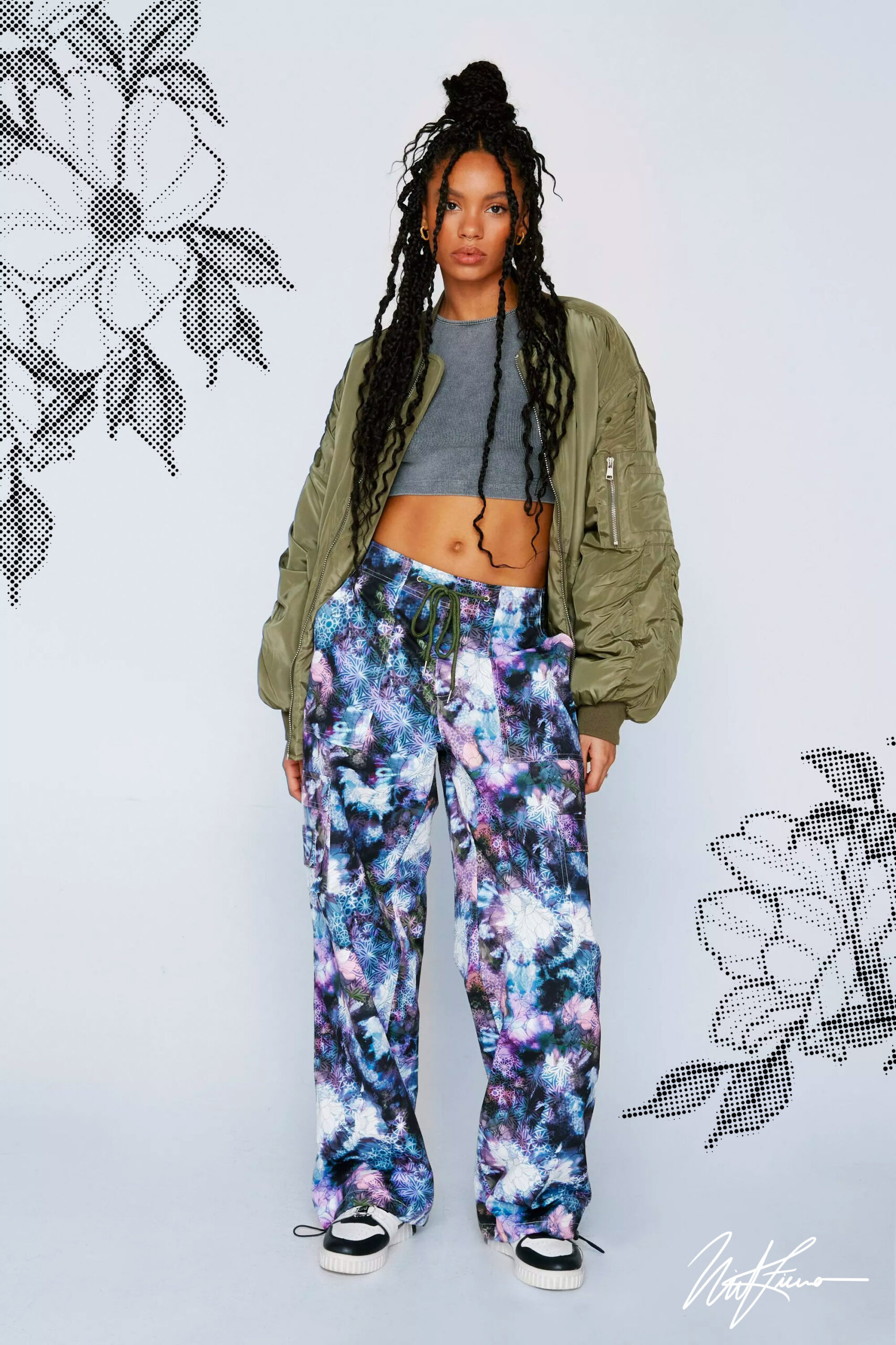 Nasty Gal X Nick Fierro Printed Cargo Pants