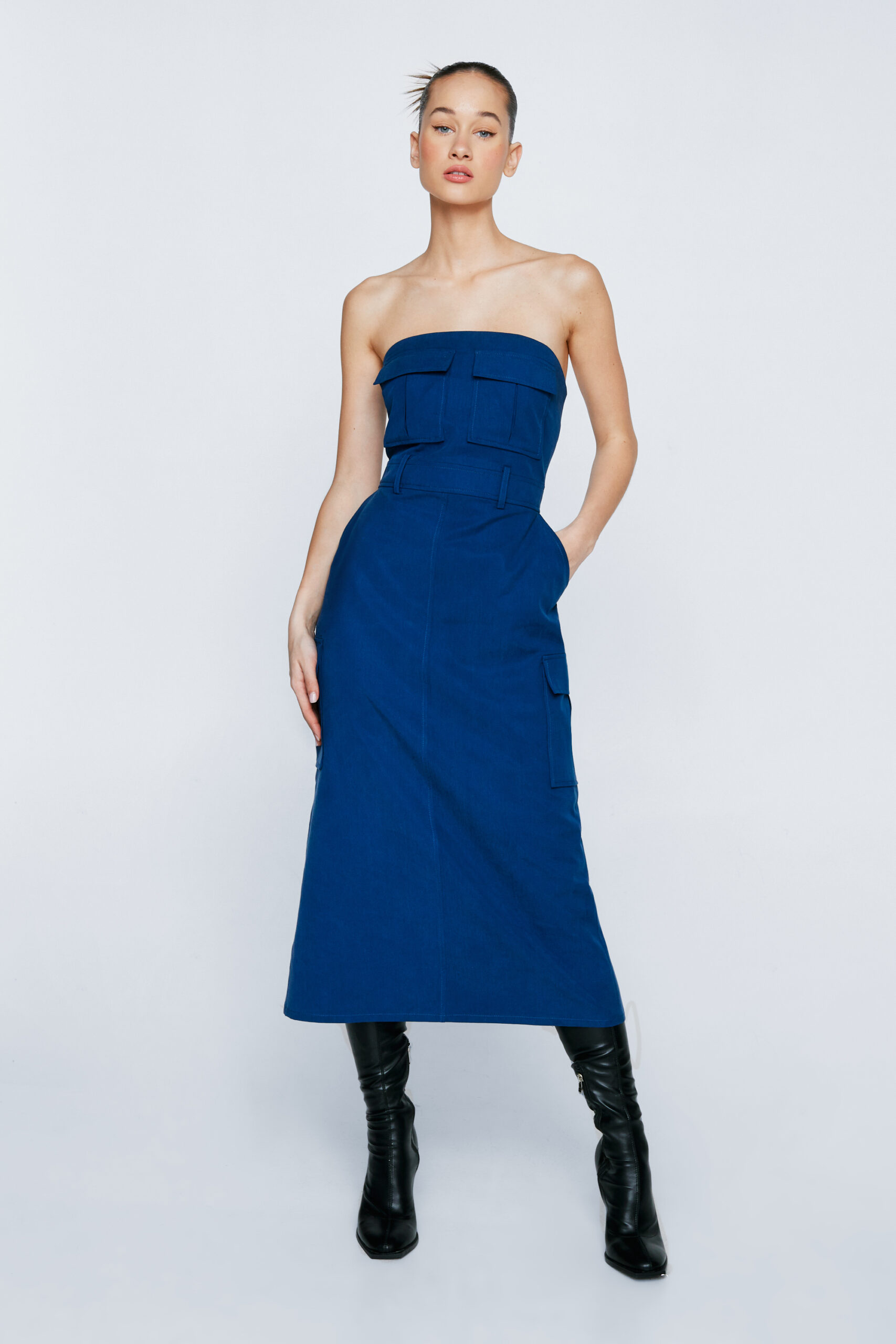 Petite Premium Twill Cargo Bandeau Dress