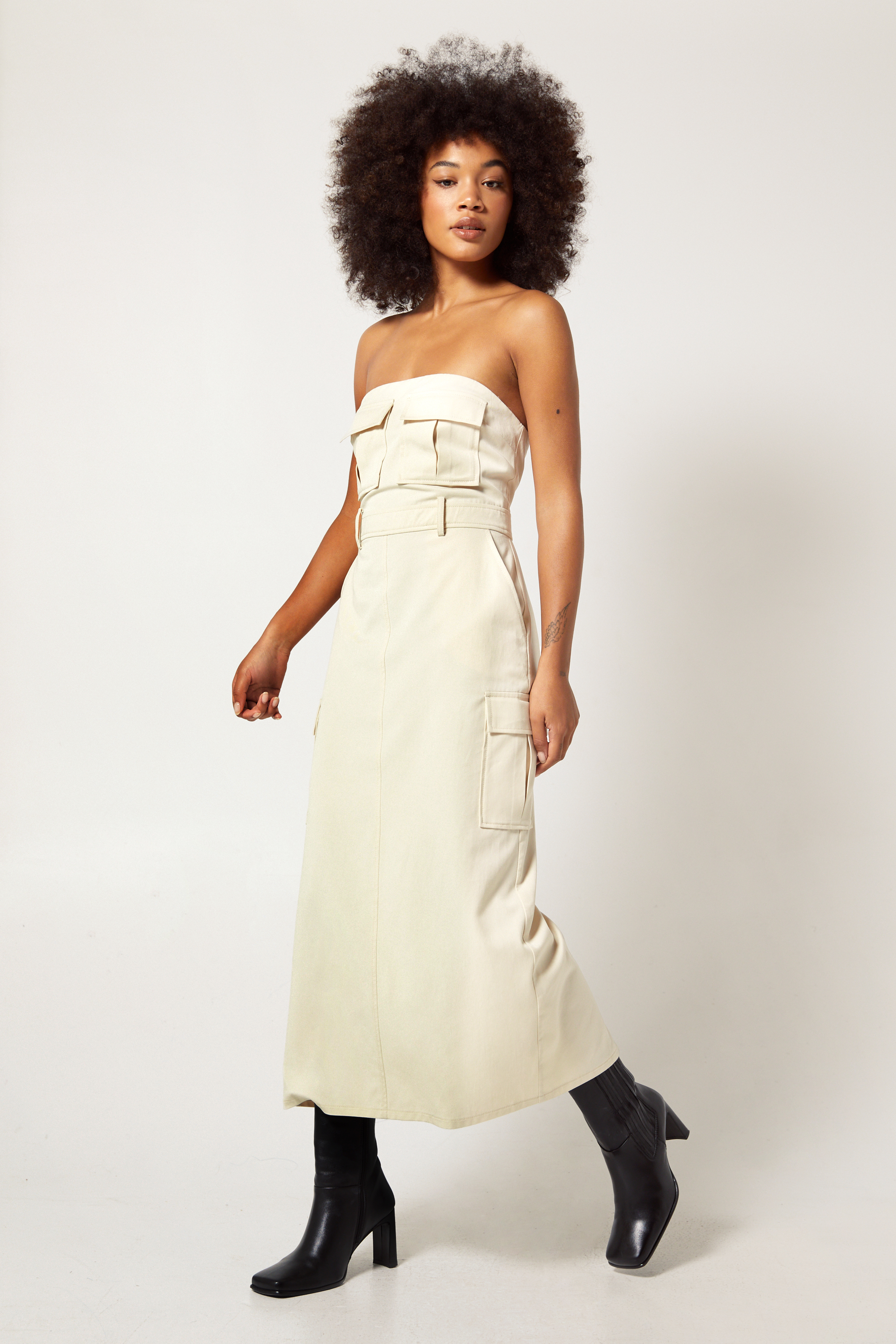 Premium Twill Cargo Bandeau Dress