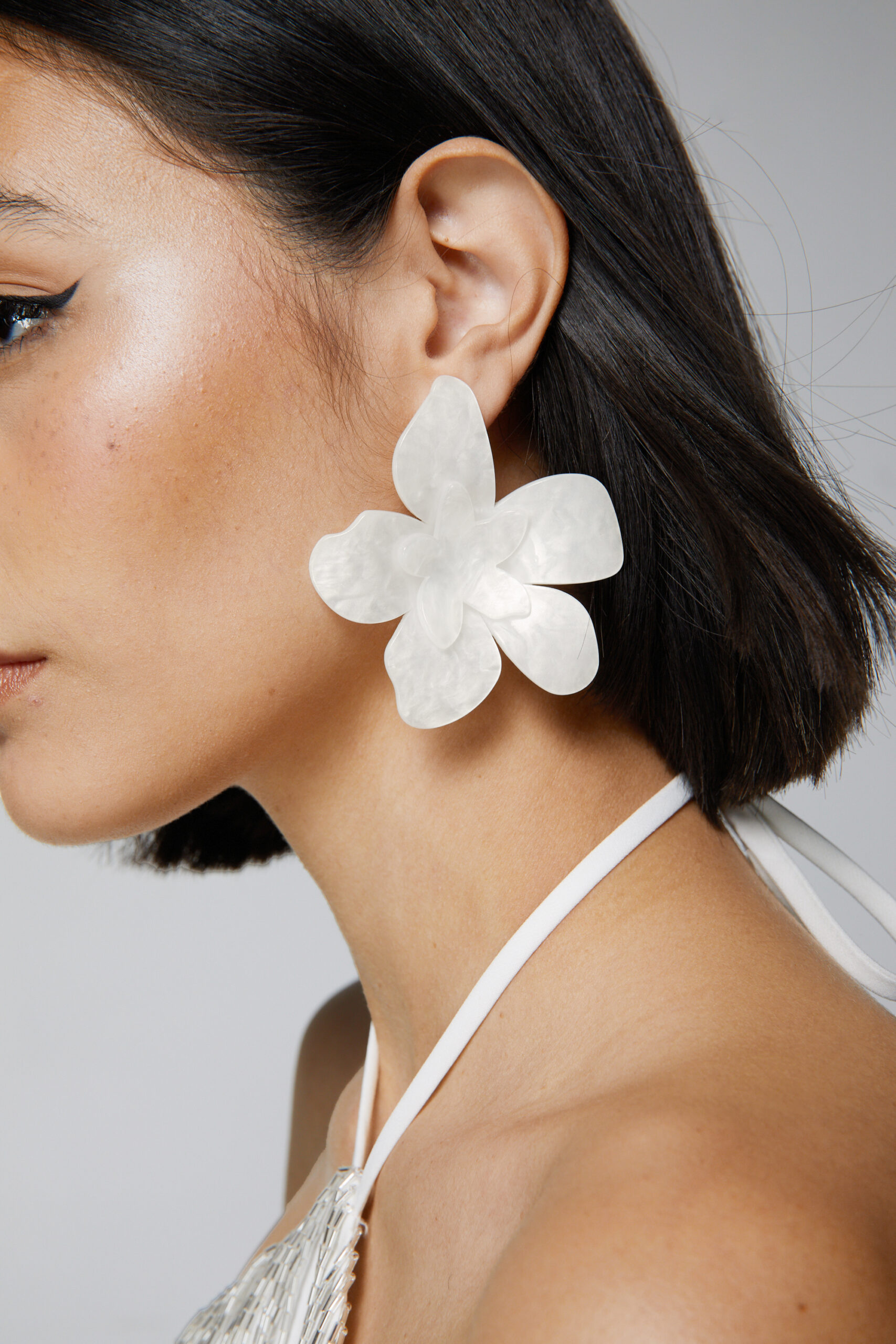 Pearlised Oversized Flower Earrings