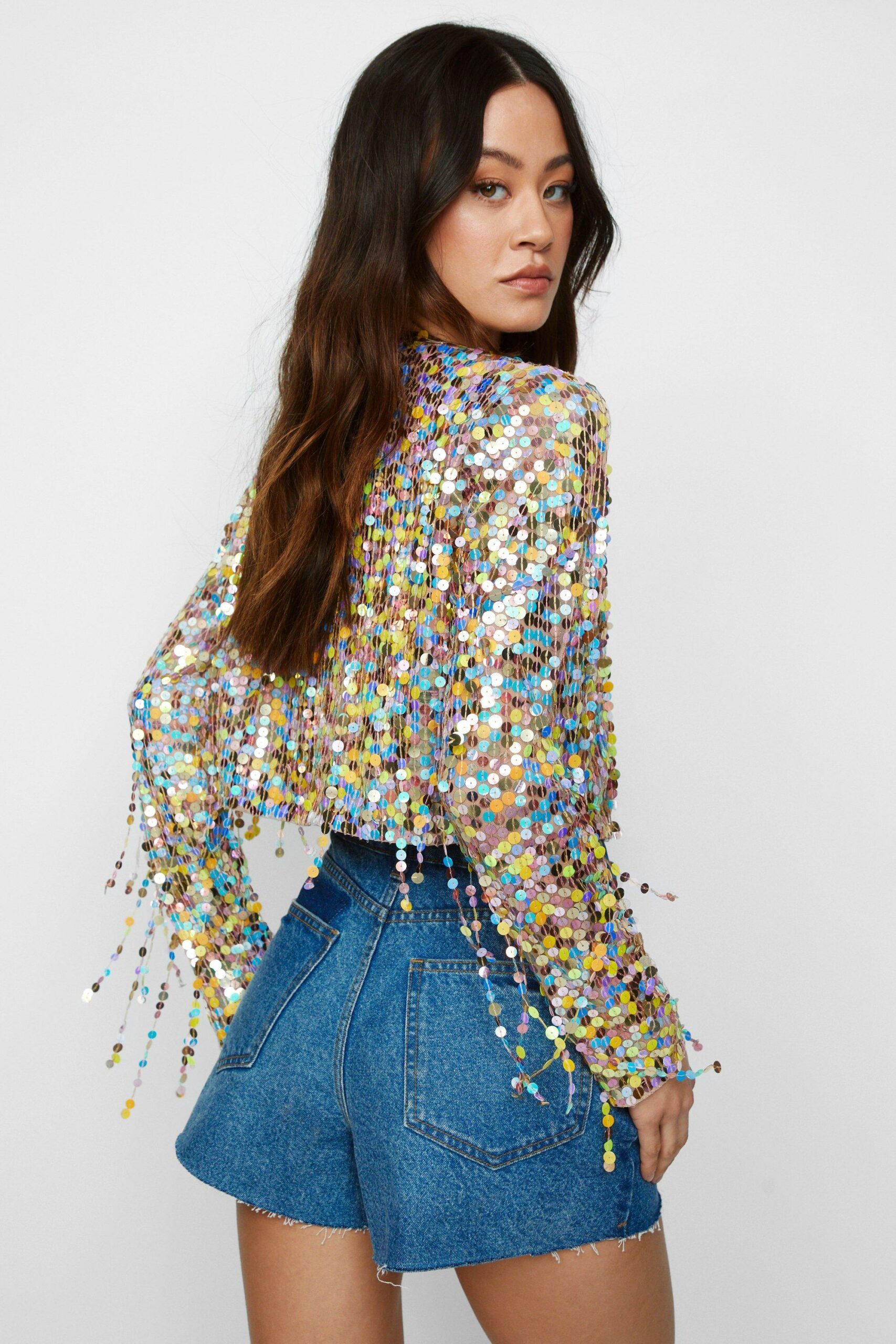 Sequin Coloured Fringe Jacket