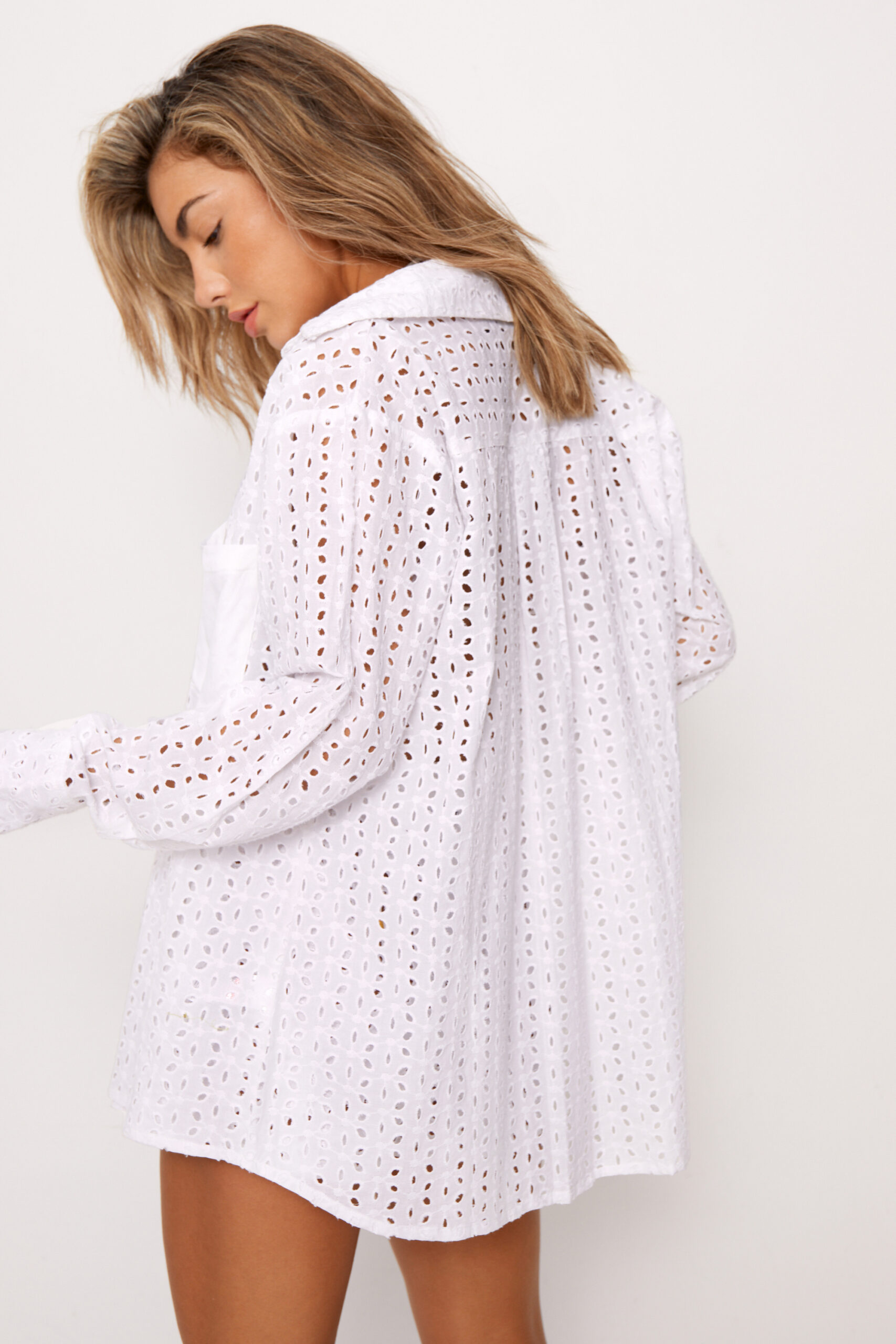 Broderie Oversized Boyfriend Cover Up Shirt