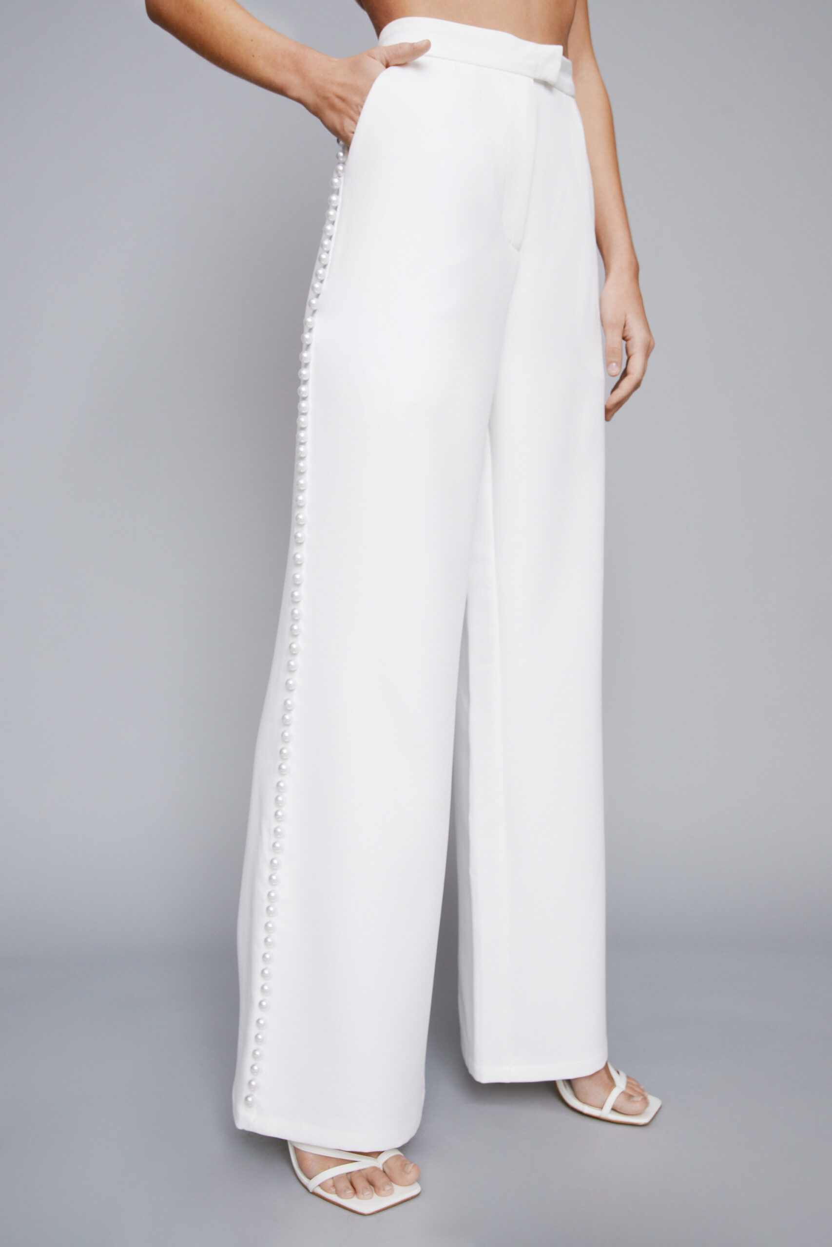 Premium Pearl Trim Tailored Pants