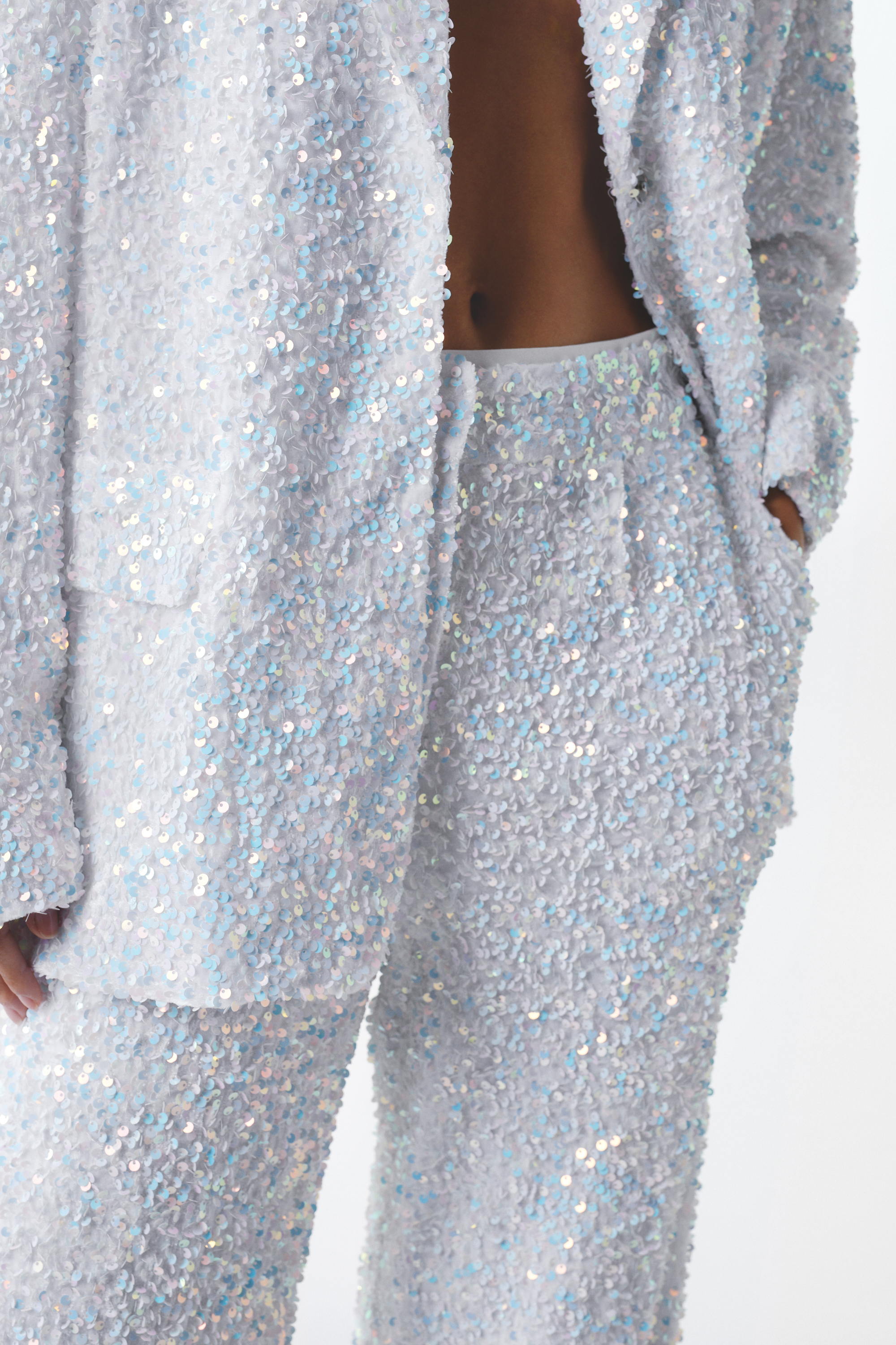 Premium Velvet Sequin Two Piece Wide Leg Pants