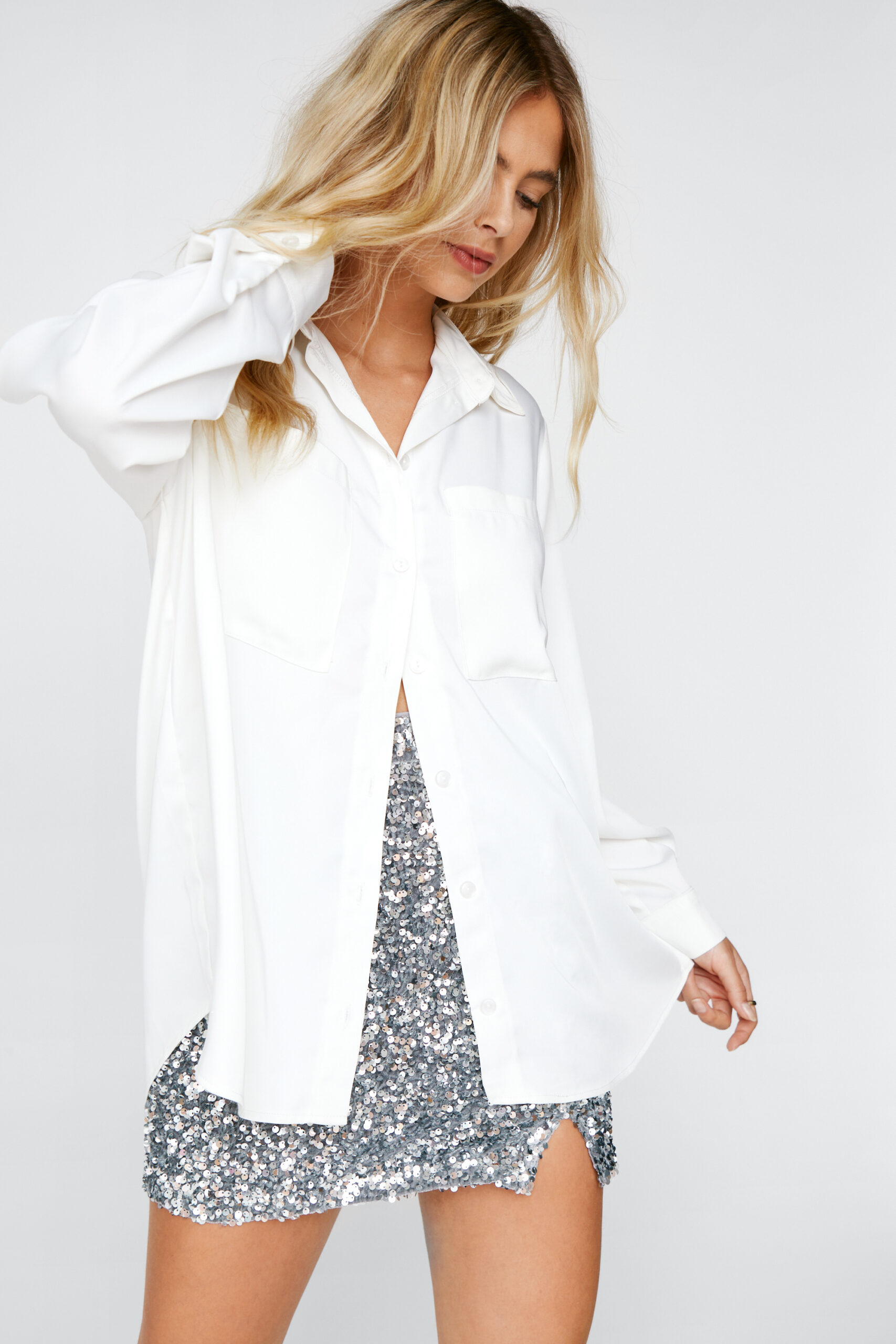 Satin Relaxed Button Down Shirt