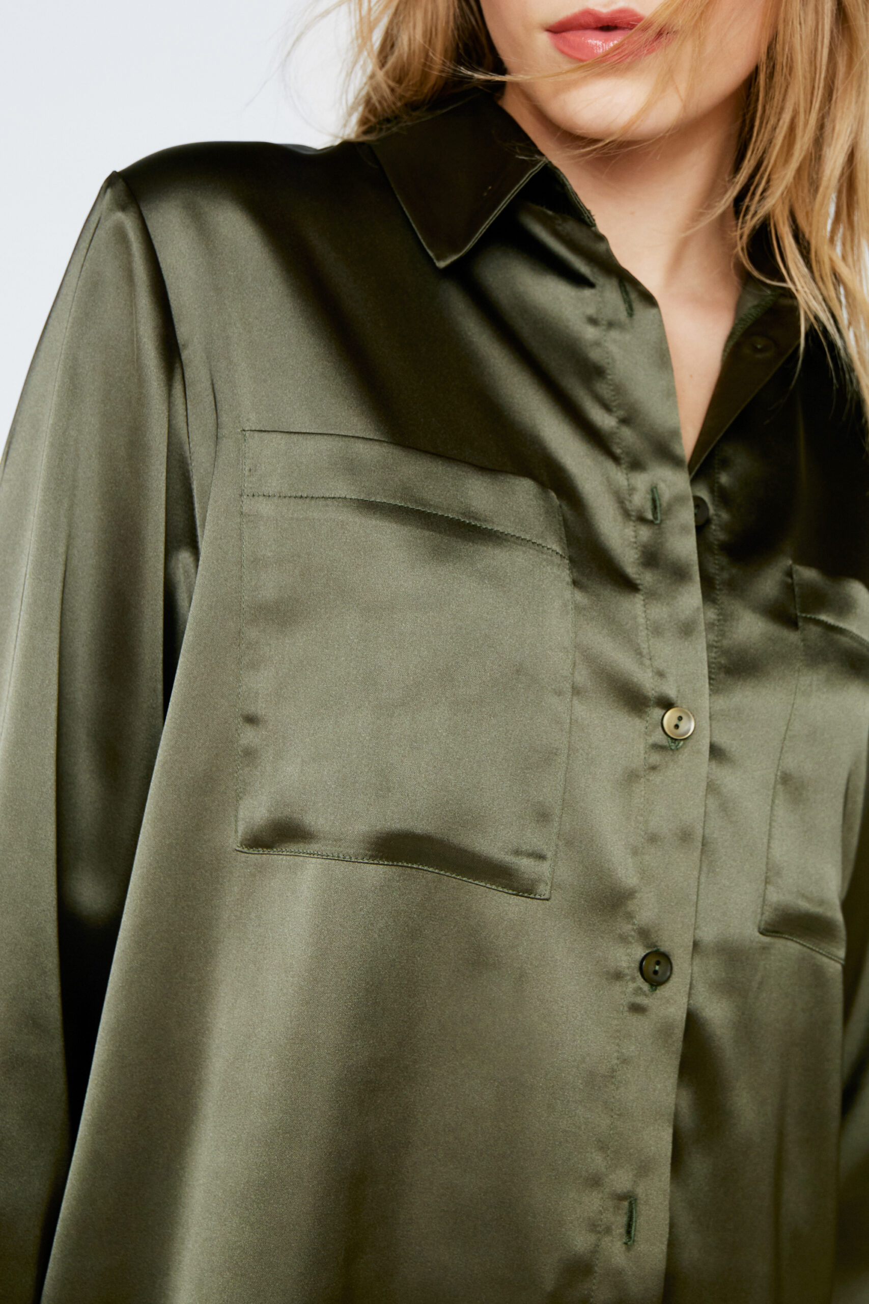 Satin Relaxed Button Down Shirt