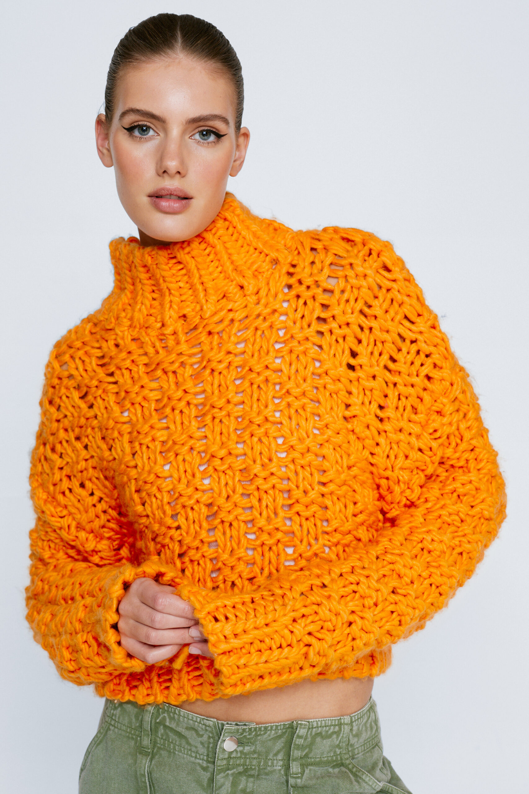 Premium Cable Weave Stitch High Neck Sweater